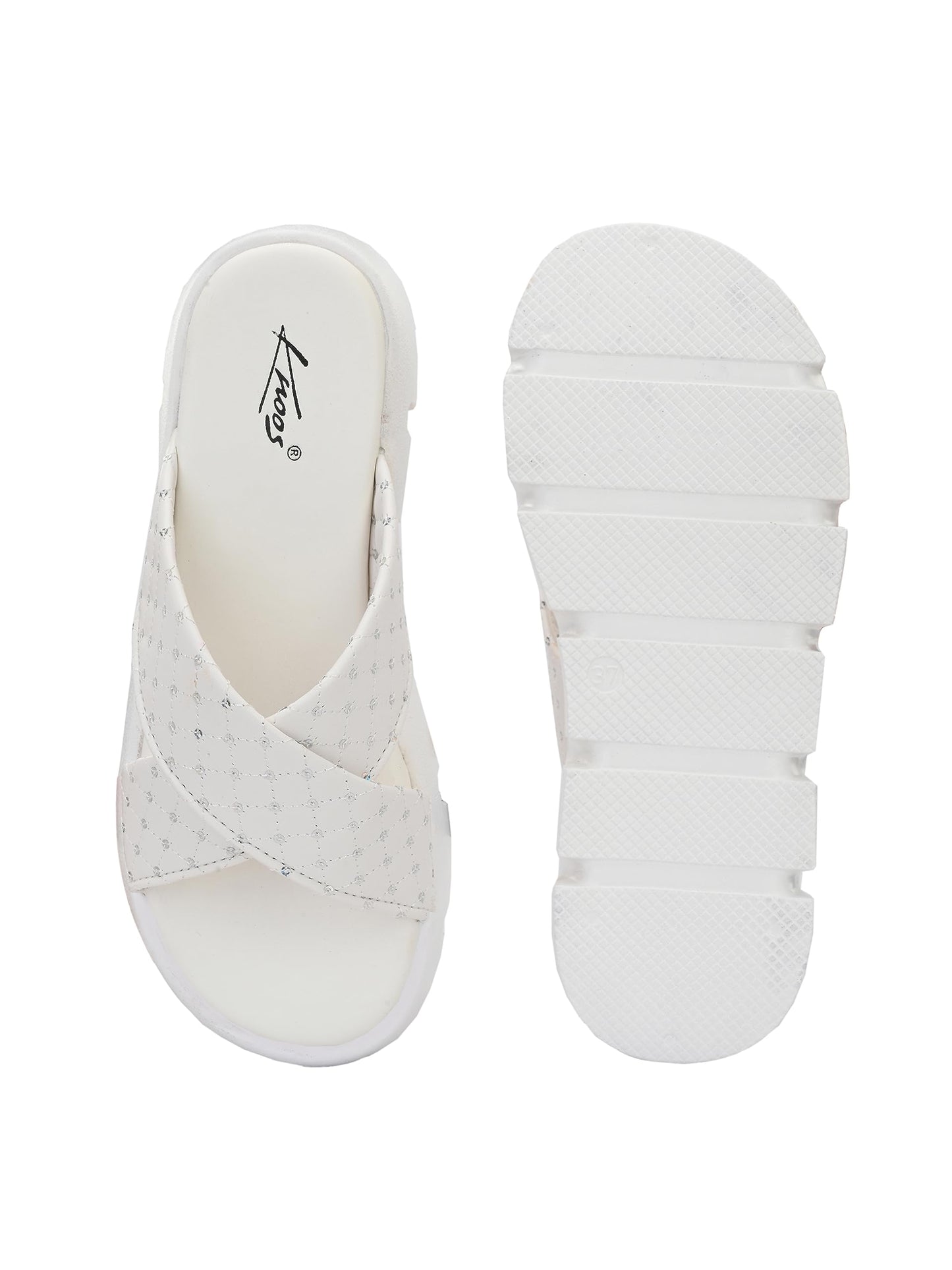 KNOOS Women Flatform Heels White