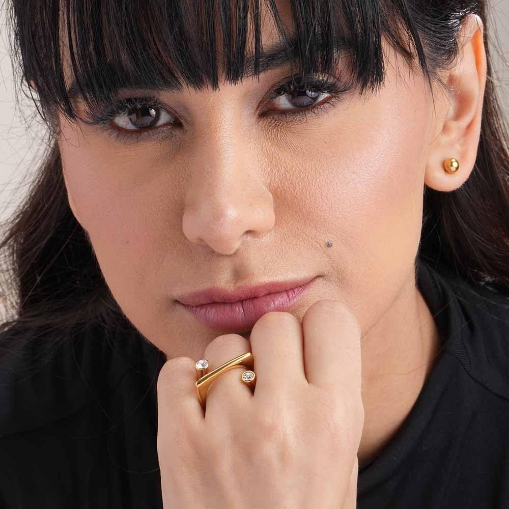 PALMONAS Stone Helen Gold Ring for Womens - Waterproof & Anti-Tarnish