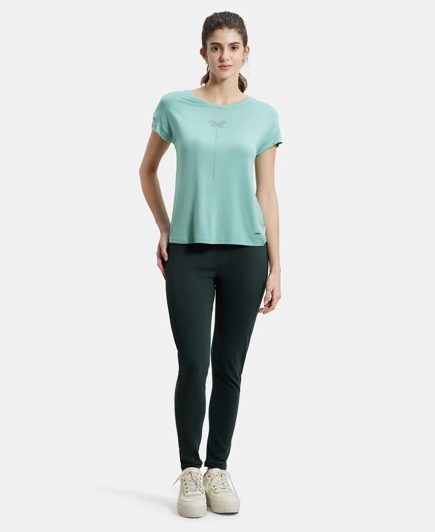 Jockey Women's Super Combed Cotton Rich Elastane Stretch Slim Fit Jeggings with Pockets_Style_IW16_Denim Green_M