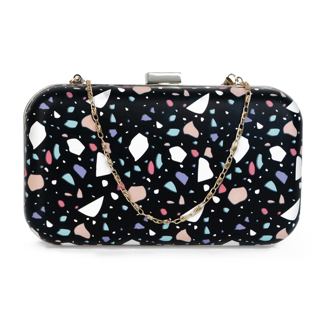 Modern Myth Arm Candy! Abstract Modern Black Printed Party Clutch