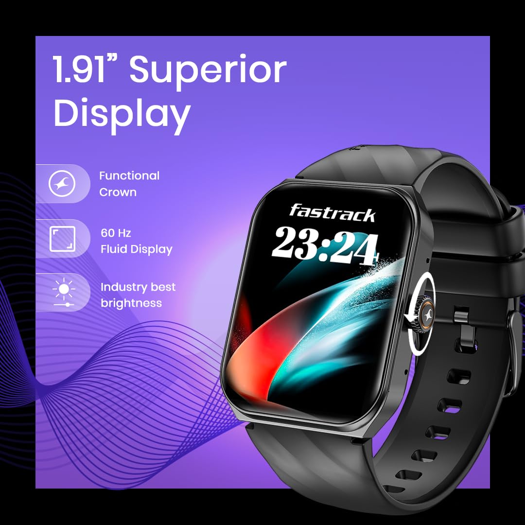 Fastrack Limitless X2 Smart Watch, 1.91" Ultravu with Rotating Crown, 60 Hz Refresh Rate, Advanced Chipset, Singlesync BT Calling, 100+ Sports Mode & Smartwatch Faces, IP68, Blue