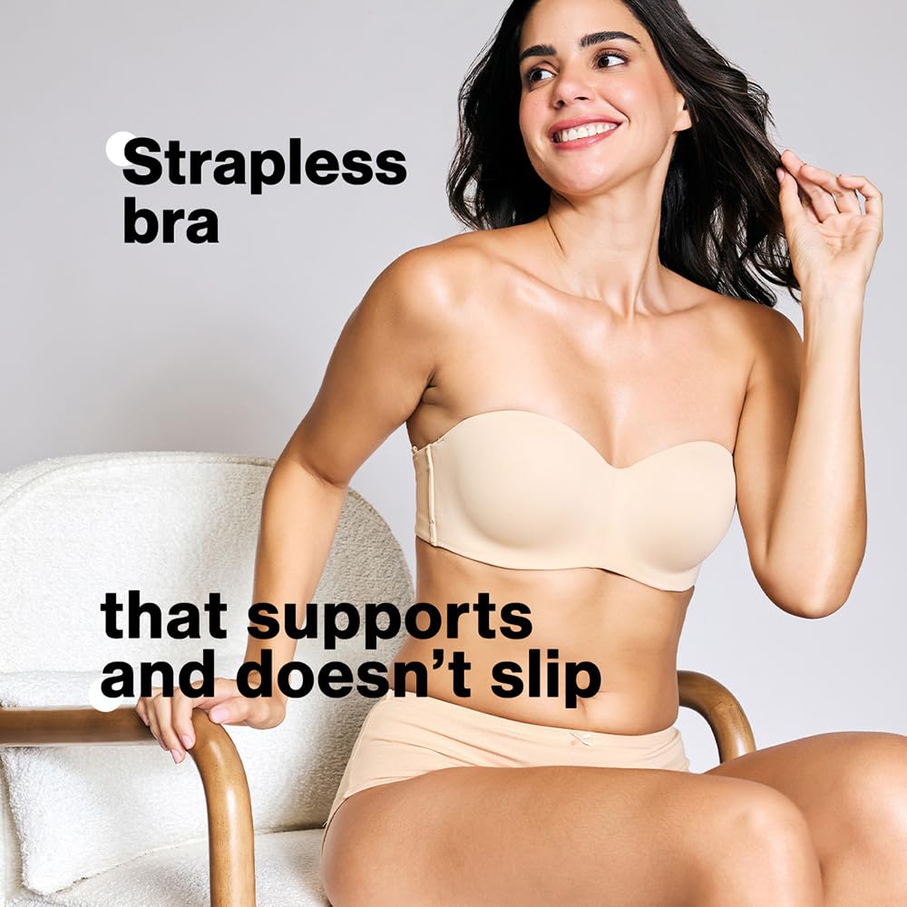 NYKD (NYB027 Padded & Wired Ultimate Multiway Strapless Bra for Women | Anti Slip Bra with Seamless Neckline & Soft Detachable Straps - Sand