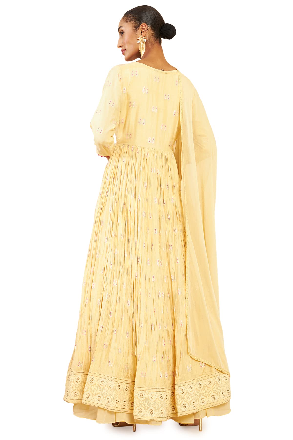 Soch Women Beige Art Silk Embroidered Gown