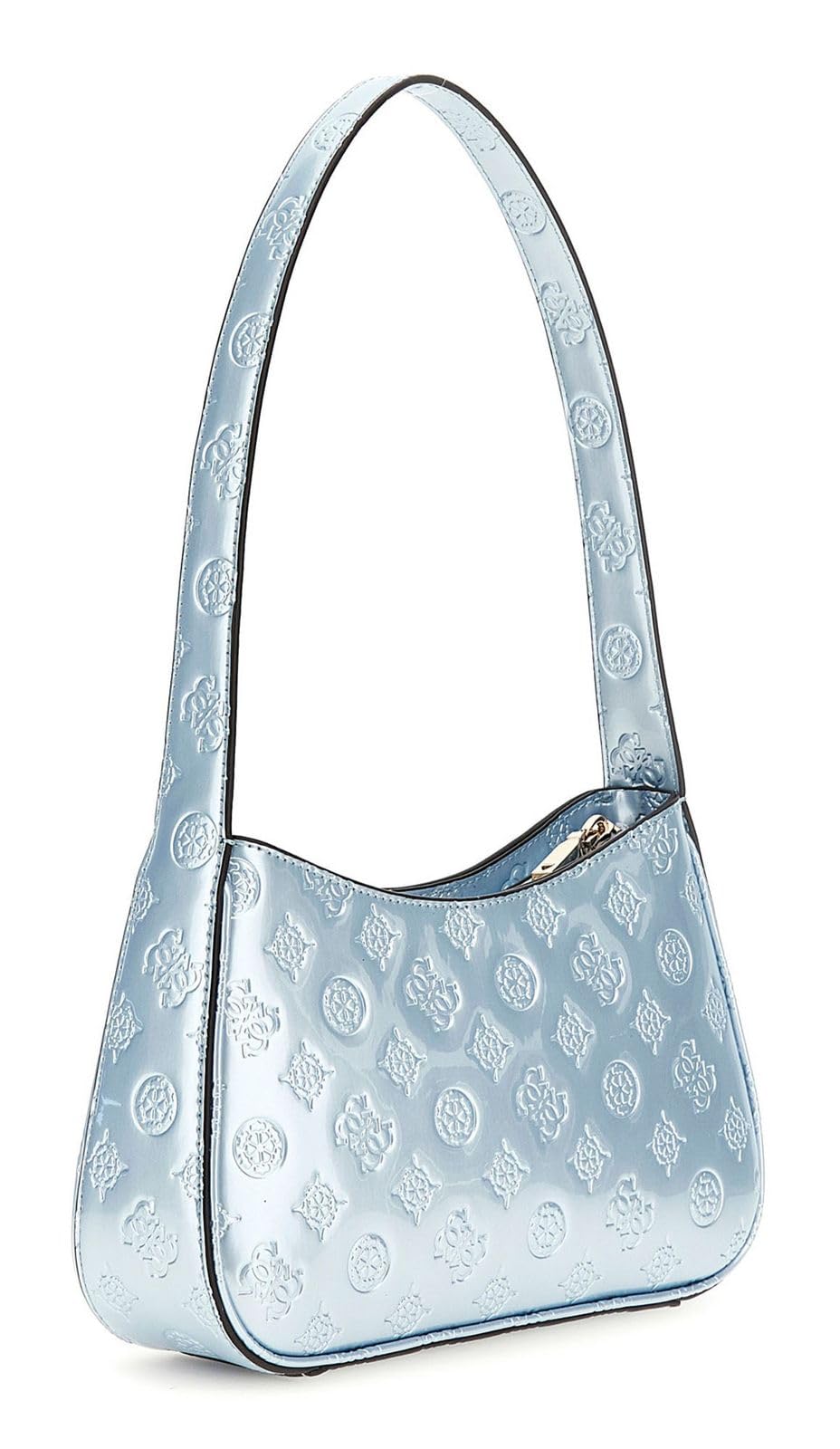 GUESS Powder Blue Logo Embossed Arnela Top Zip Shoulder Bag