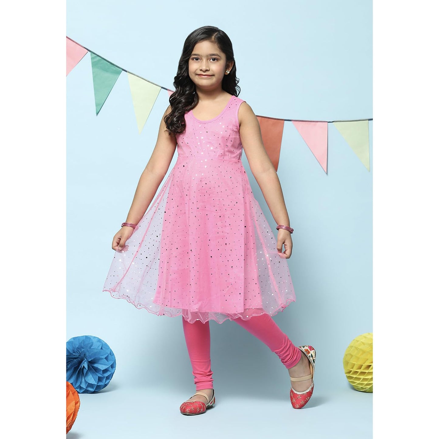 Biba Girls PRINTED A_LINE KID(KW5385_PINK_13)