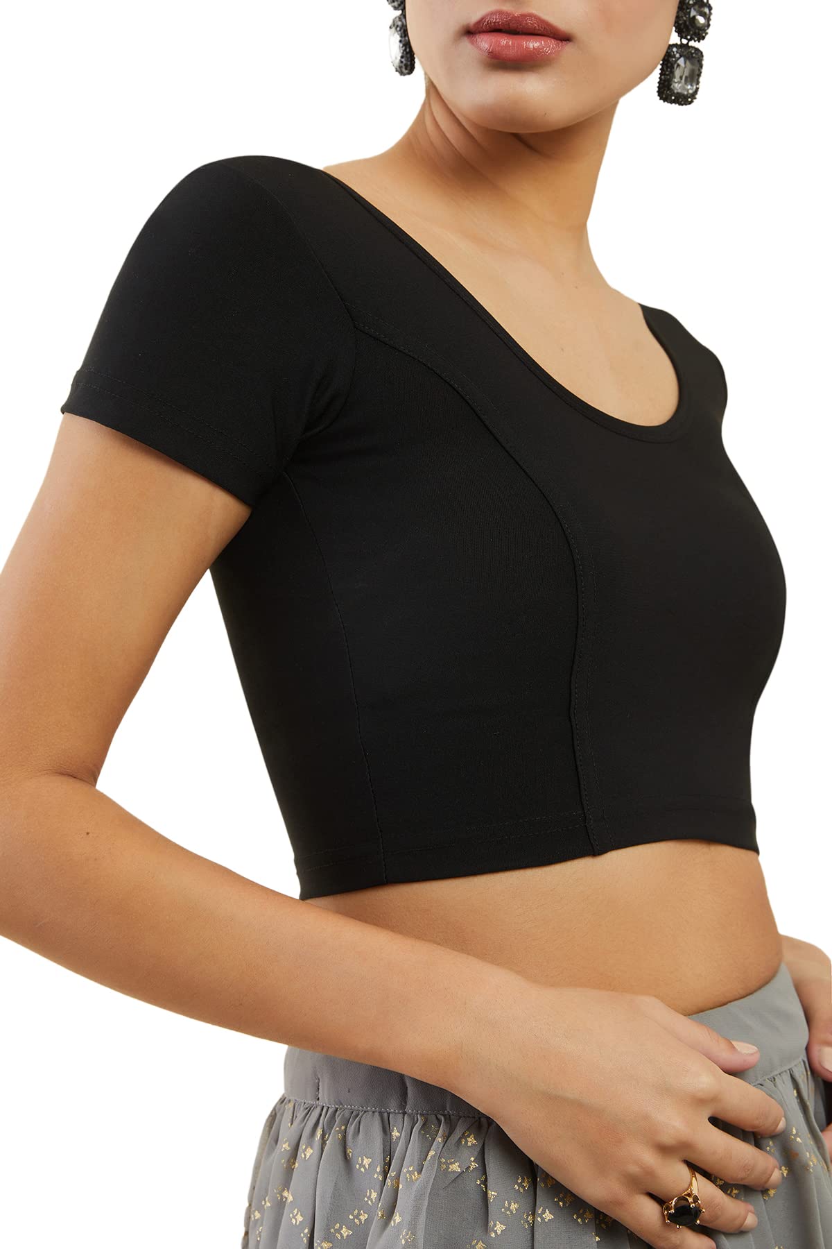 Soch Black Spandex Prince Cut Blouse
