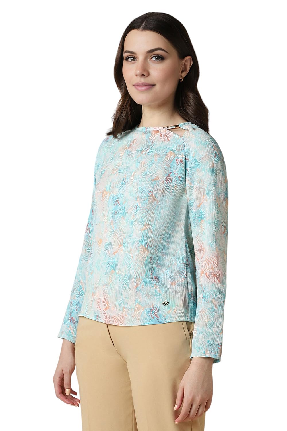 Allen Solly Women's Regular Fit Blouse (AHTSWRGFX31059_Blue