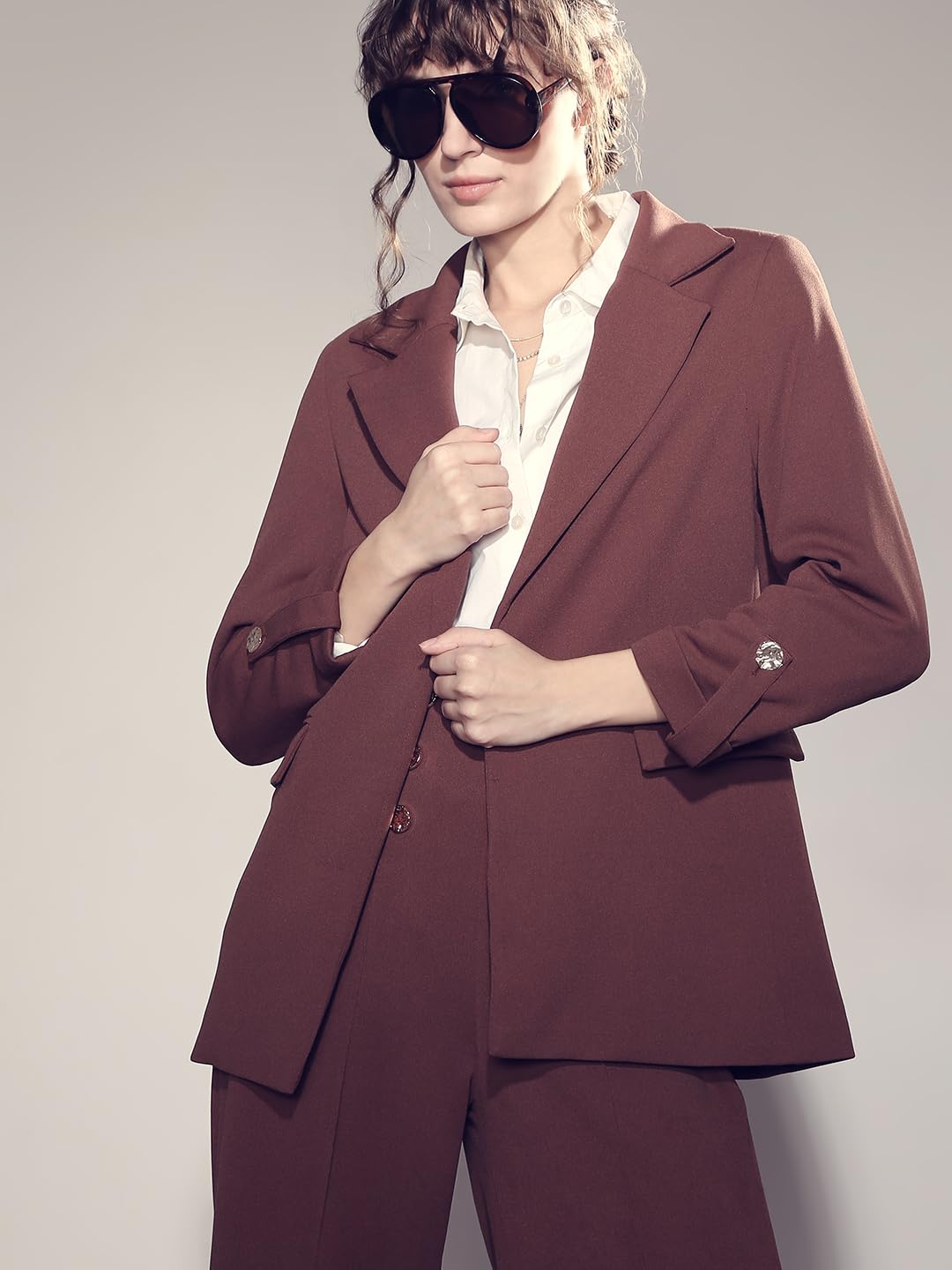 VERO MODA Women's Regular Fit Brown Blazer