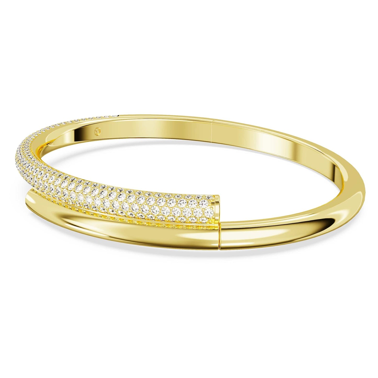 Swarovski Dextera bangle, Magnetic closure, White, Gold-tone plated