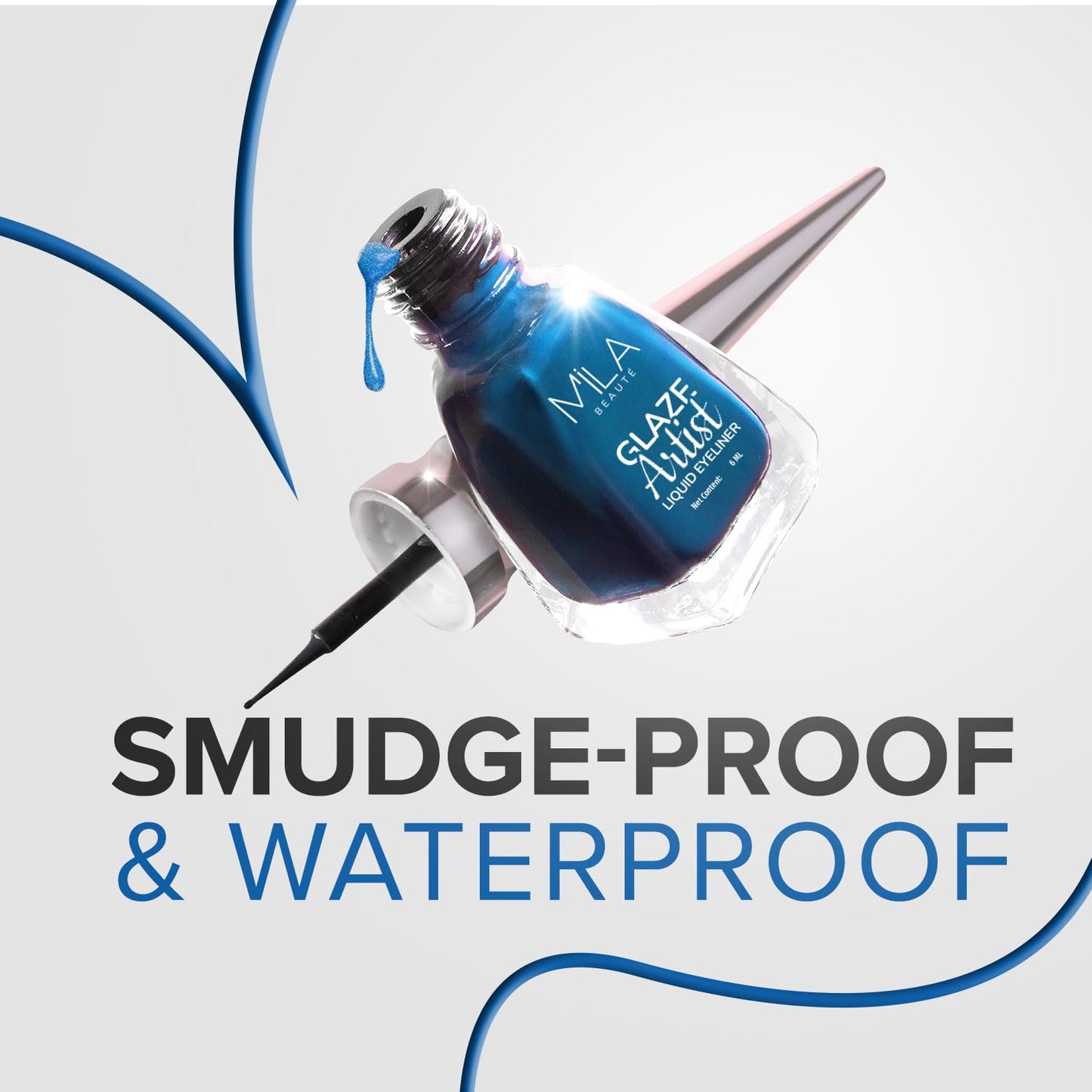 Mila Beauté Glaze Artist Liquid Eyeliner | Water Proof & Smudge-Proof | Rich Glossy Finish with Intense Shine | Intense Pigment I Easy Glide Applicator | 6Ml Shade - Magical Blue