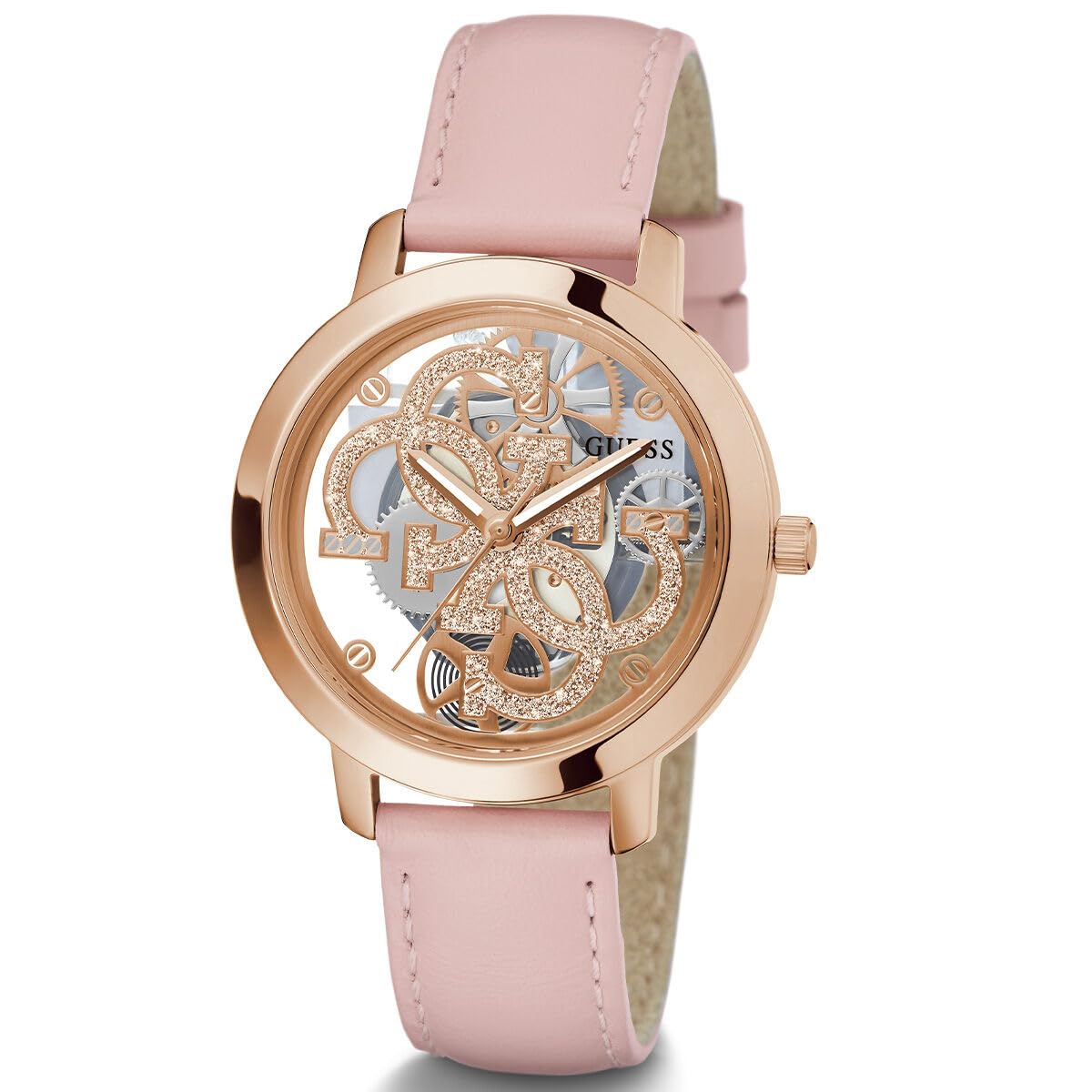 Guess Quattro Clear Collection Analog Gold Dial Women's Watch-GW0383L2