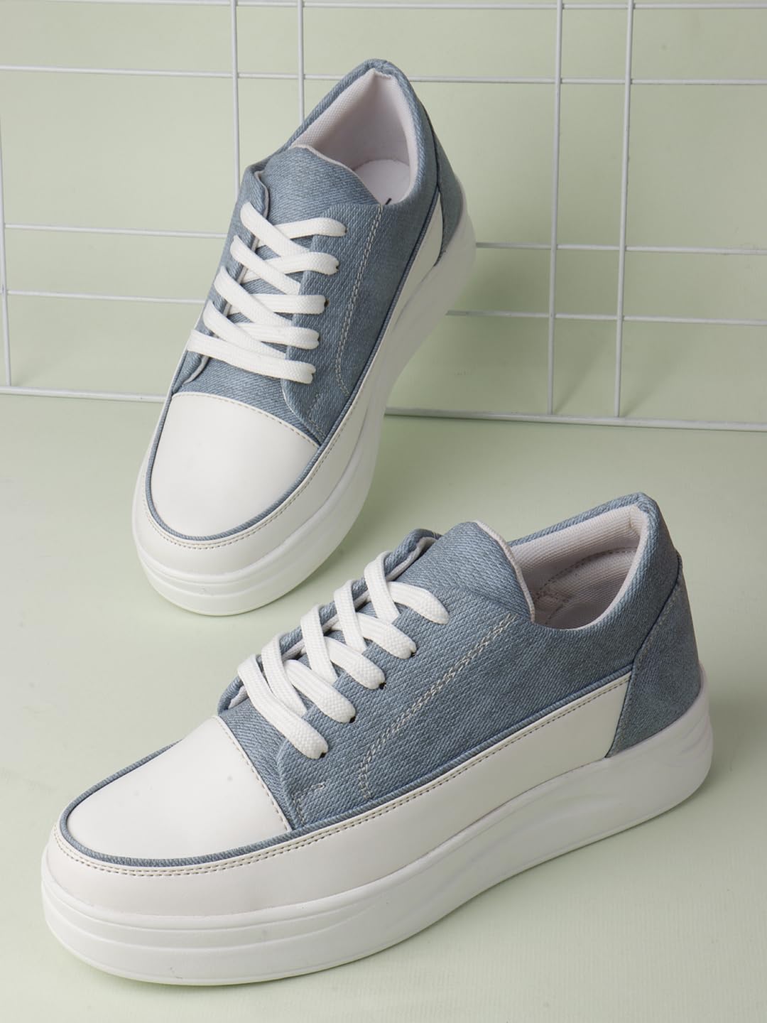 Vendoz Women Casual Denim Blue Sneakers I Cushioned Insole I All Day Comfortable I Lightweight and Stylish Shoes for Girls CNV7018BLU-40