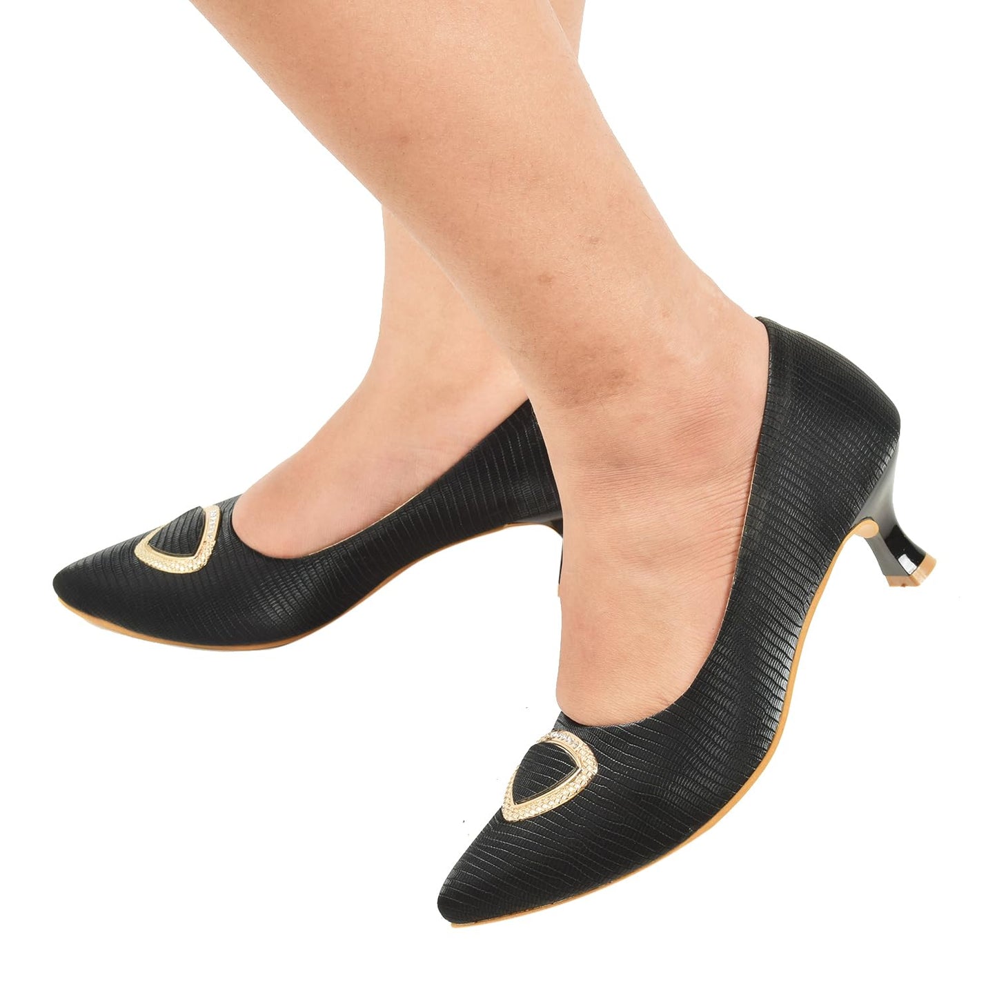 XE Looks Black Pencil Heel Fashion & Trendy Bellies for Women UK-8