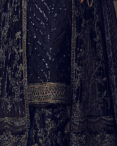 RUDRAPRAYAG Anarkali Net and Satin Straight Suits for Women | Semi stitched Embroidered Dress for Women | Gown With Dupatta for Women 2023 | Gown in Clothing & Accessories