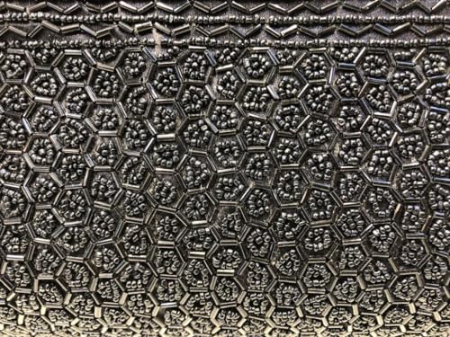 OLL Women's Handcrafted Beautiful Clutch Bag | ladies purse wallet |zari clutch for ladies |traditional indian clutch | women handbags - Black Colour