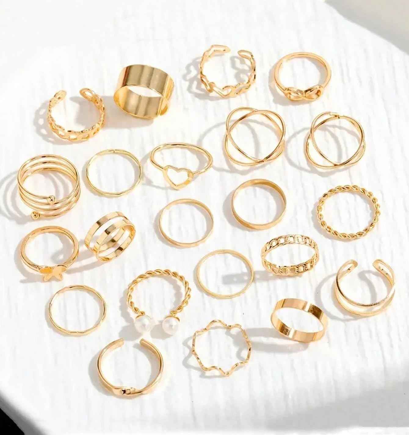 YouBella Fashion Jewellery Celebrity Inspired Combo of Latest Stylish Stackable Kunckle Rings Set for Women and Girls (Gold)
