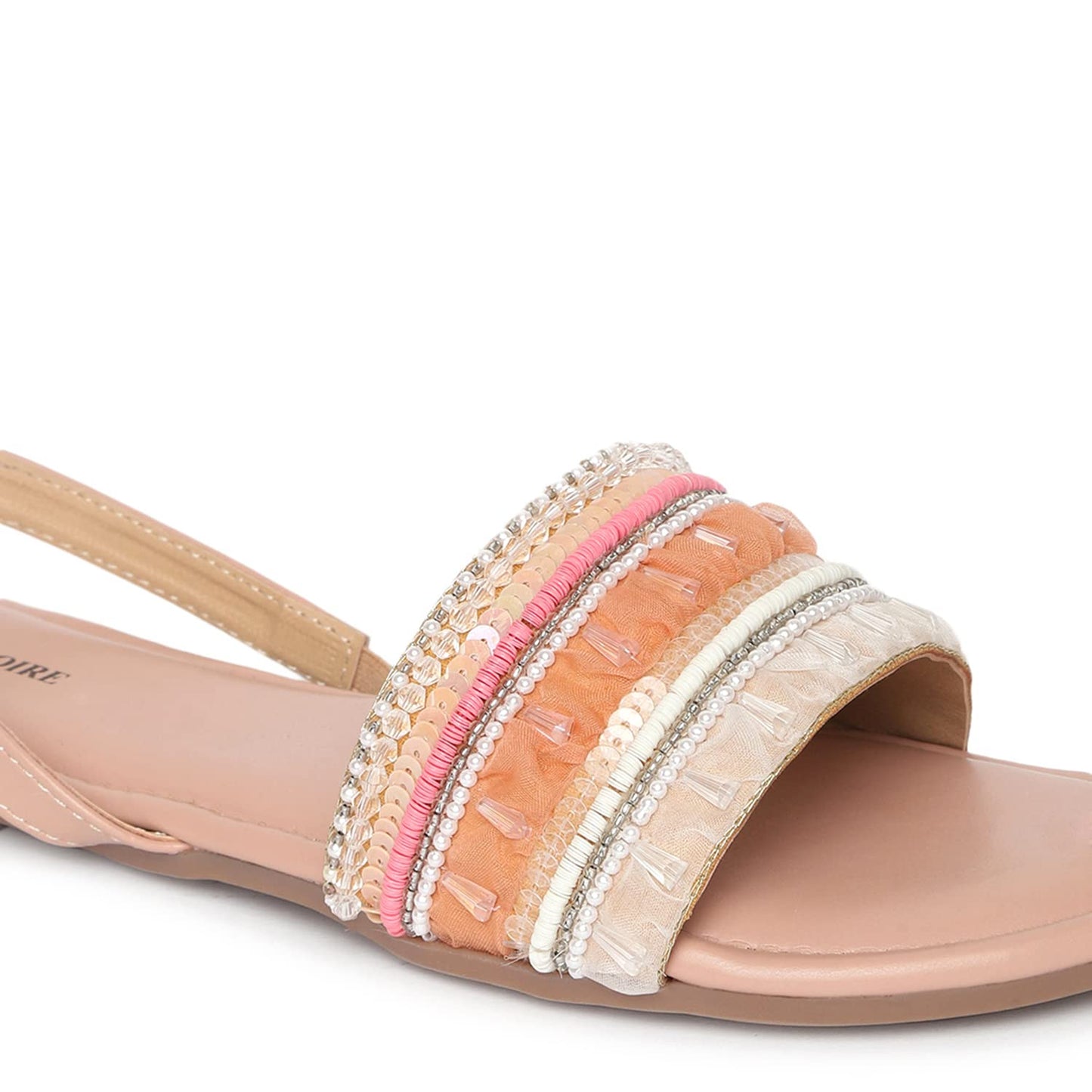 Marc Loire Women's Pair of Embellished Fashion Flat Sandals (Nude, numeric_7)