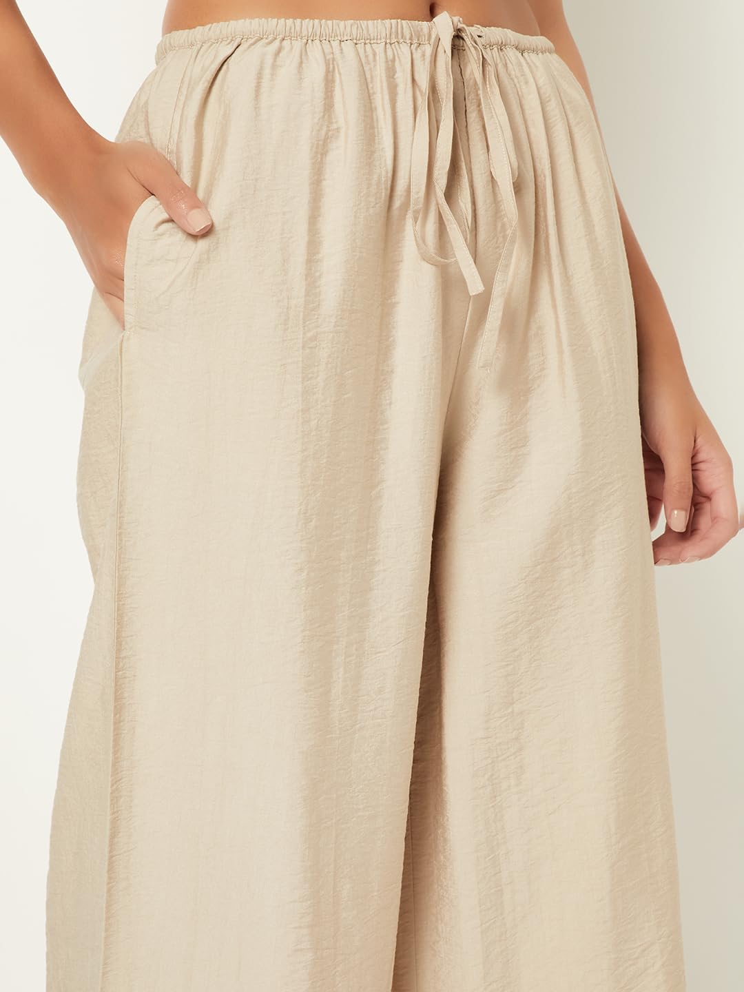 Max Women Solid Palazzo (Beige_XL)