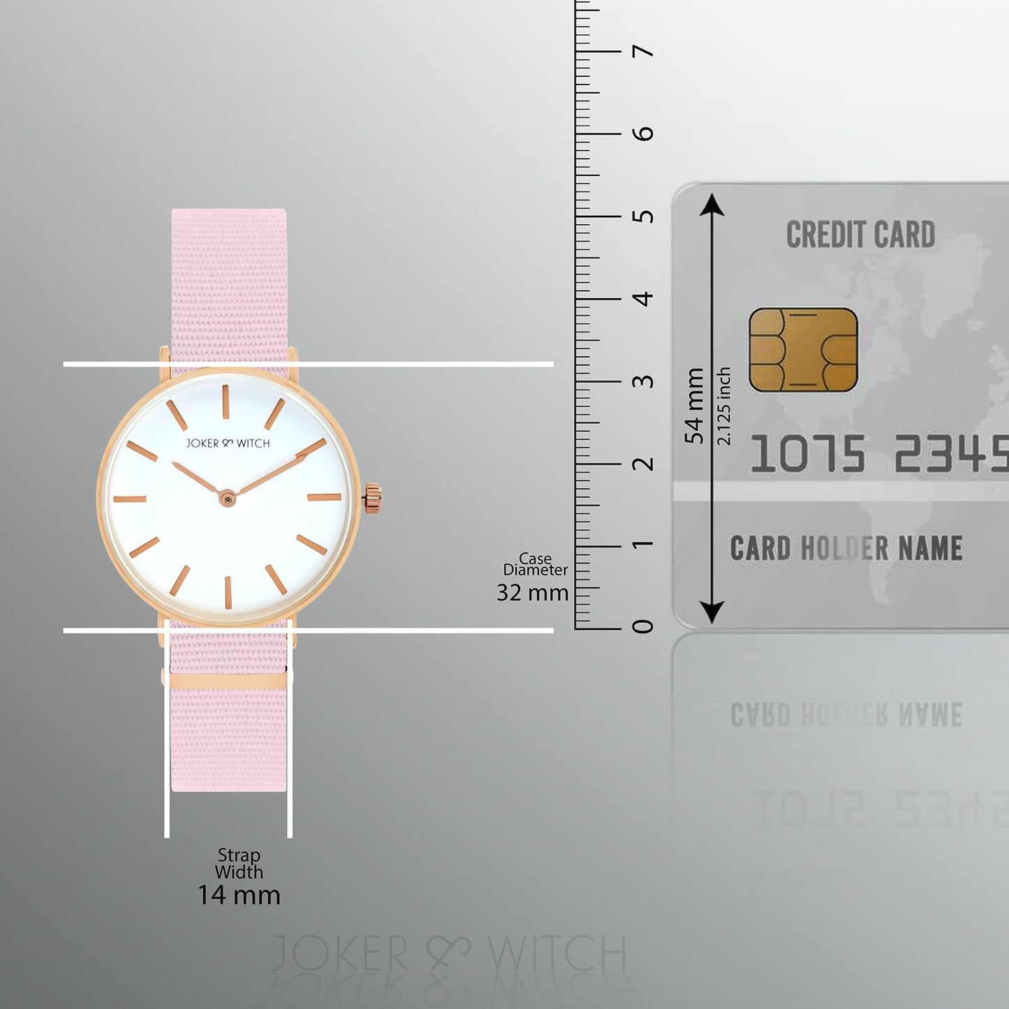 Joker & Witch Paris 32mm White Dial 14mm Pink Synthetic Strap Watch for Women