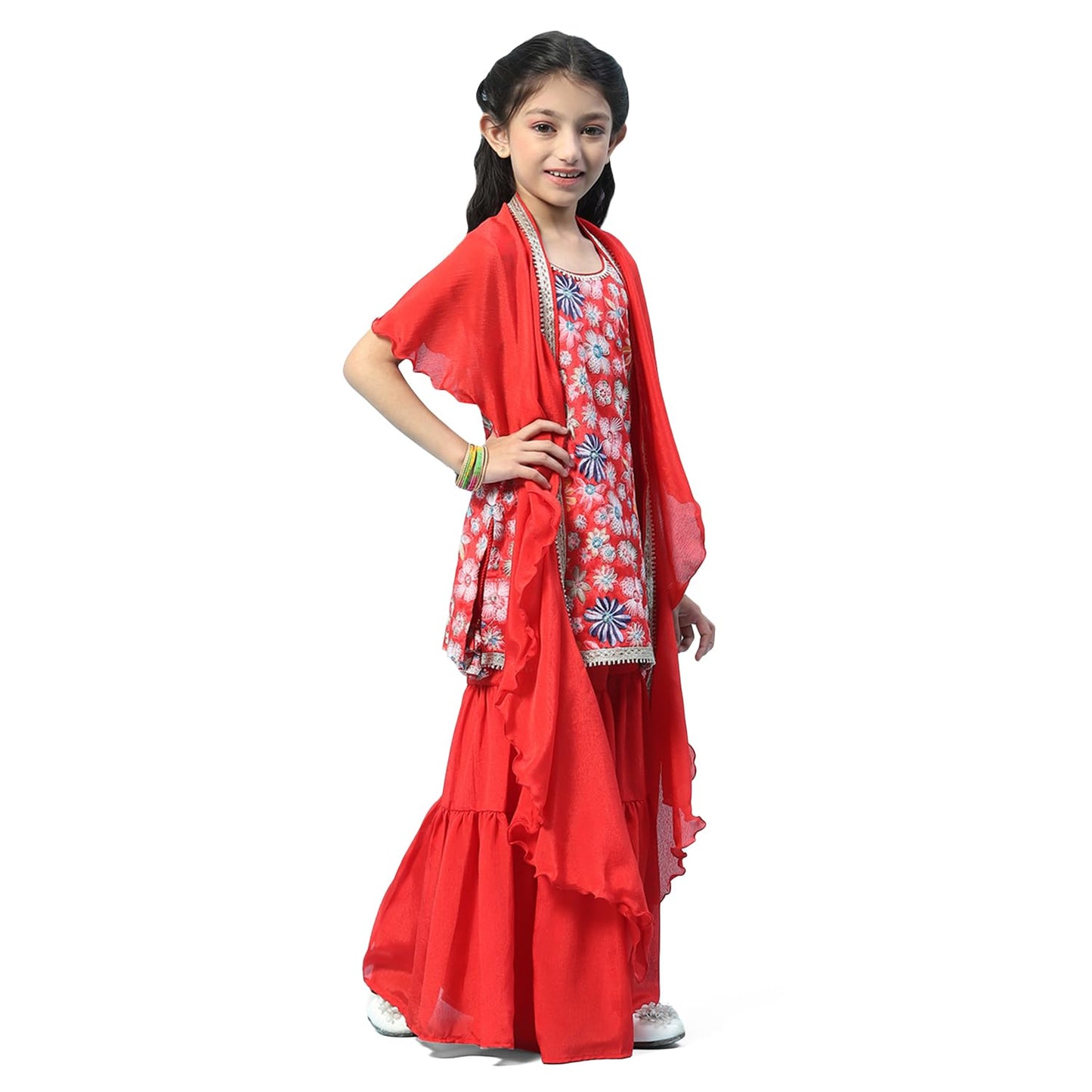 BIBA GIRL PRINTED A LINE KID(KW5442_RED_11)