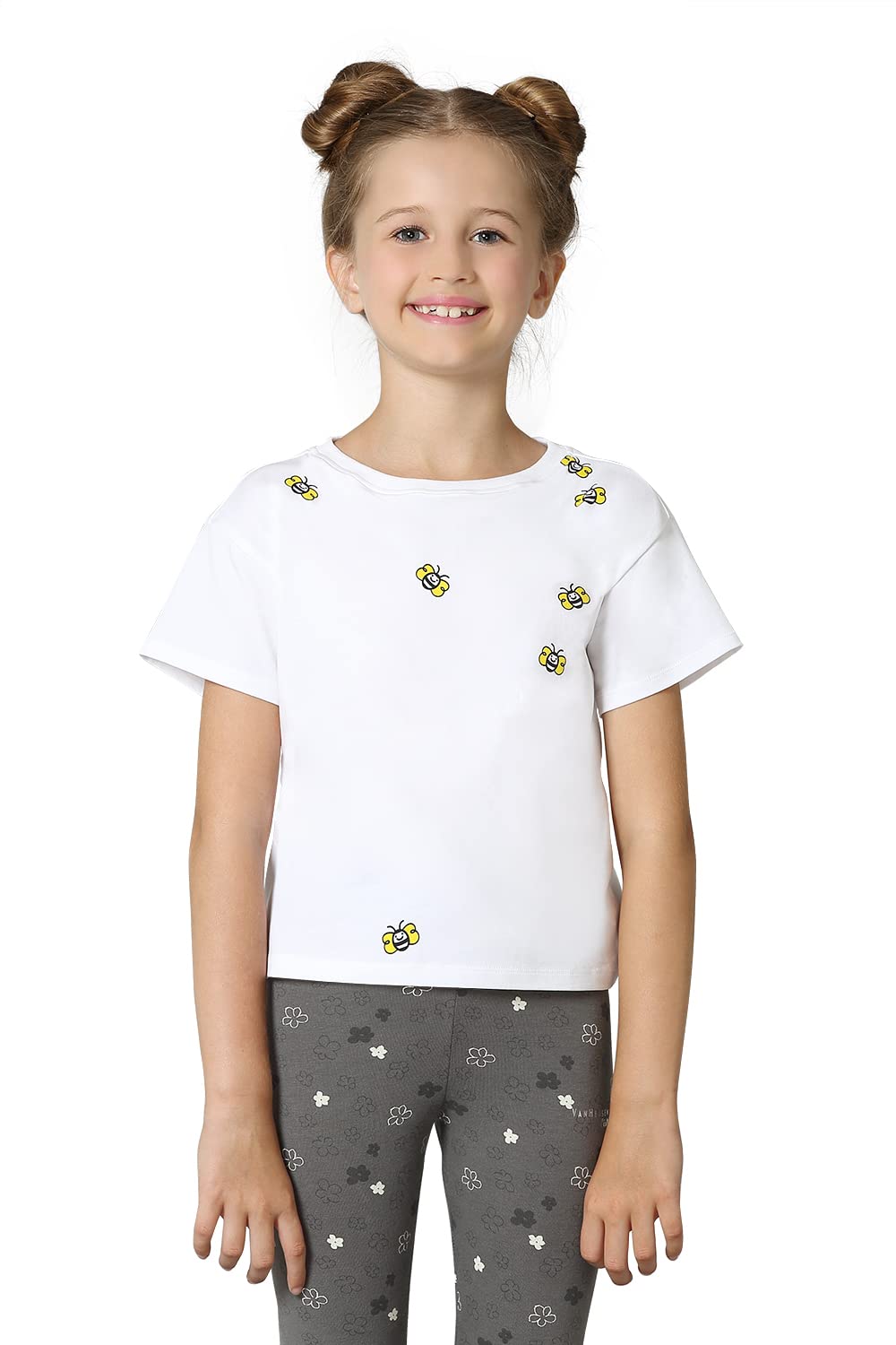 Van Heusen Girls Ultra Soft T-Shirt - Power Plus Cotton Spandex - Crew Neck, Short Sleeve_56401_White_9-10 Years