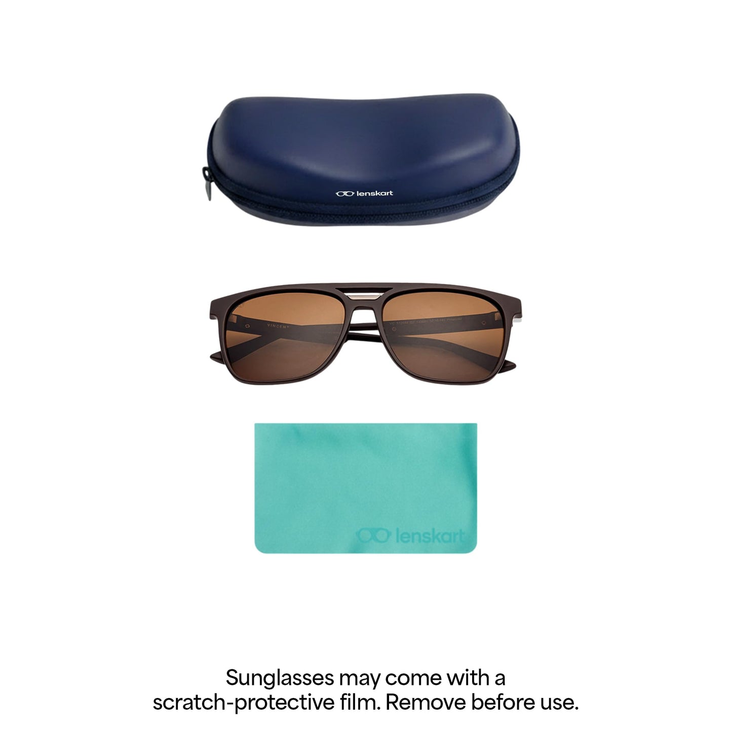 Vincent Chase By Lenskart | Matte Brown Full Rim Square| Polarized Stylish Sunglasses | 100% UV Protected | For Men & Women (Medium, Vc S12644)