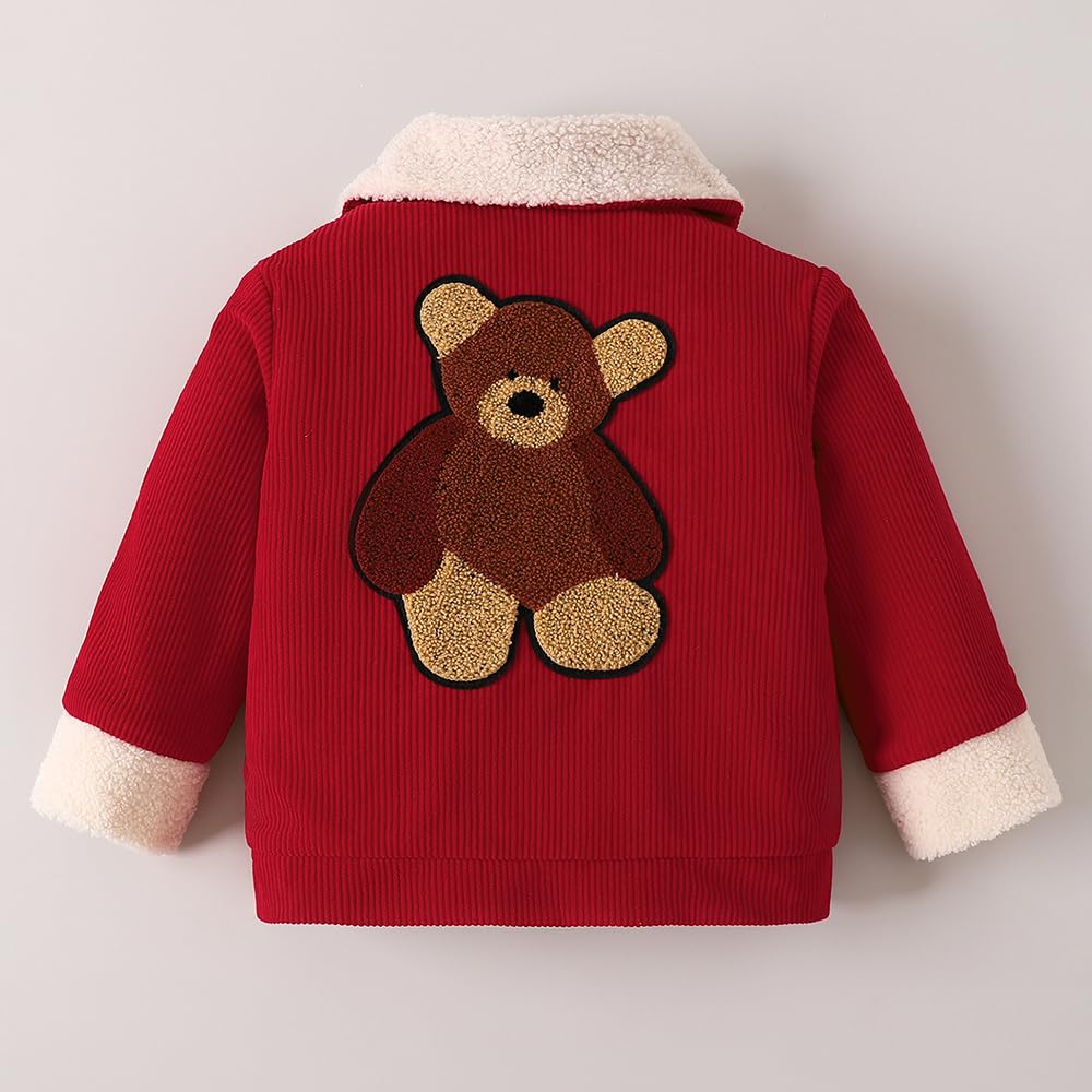 Hopscotch Boys Full Sleeves Red Sherpa Collar Corduroy Jacket For Ages (4-5 Years)