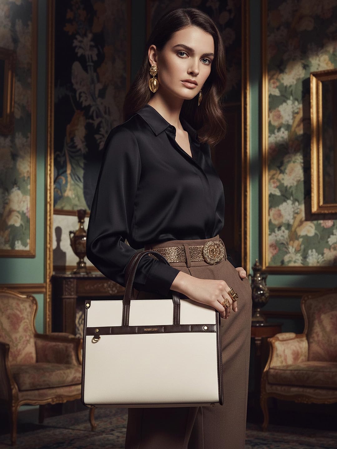 Berrylush Women Beige Solid Shoulder Bag | PU Synthetic Leather Two Handle Handbag | Spacious Zip Closure Tote with Inner Pockets | Stylish Casual & Office Use Bag