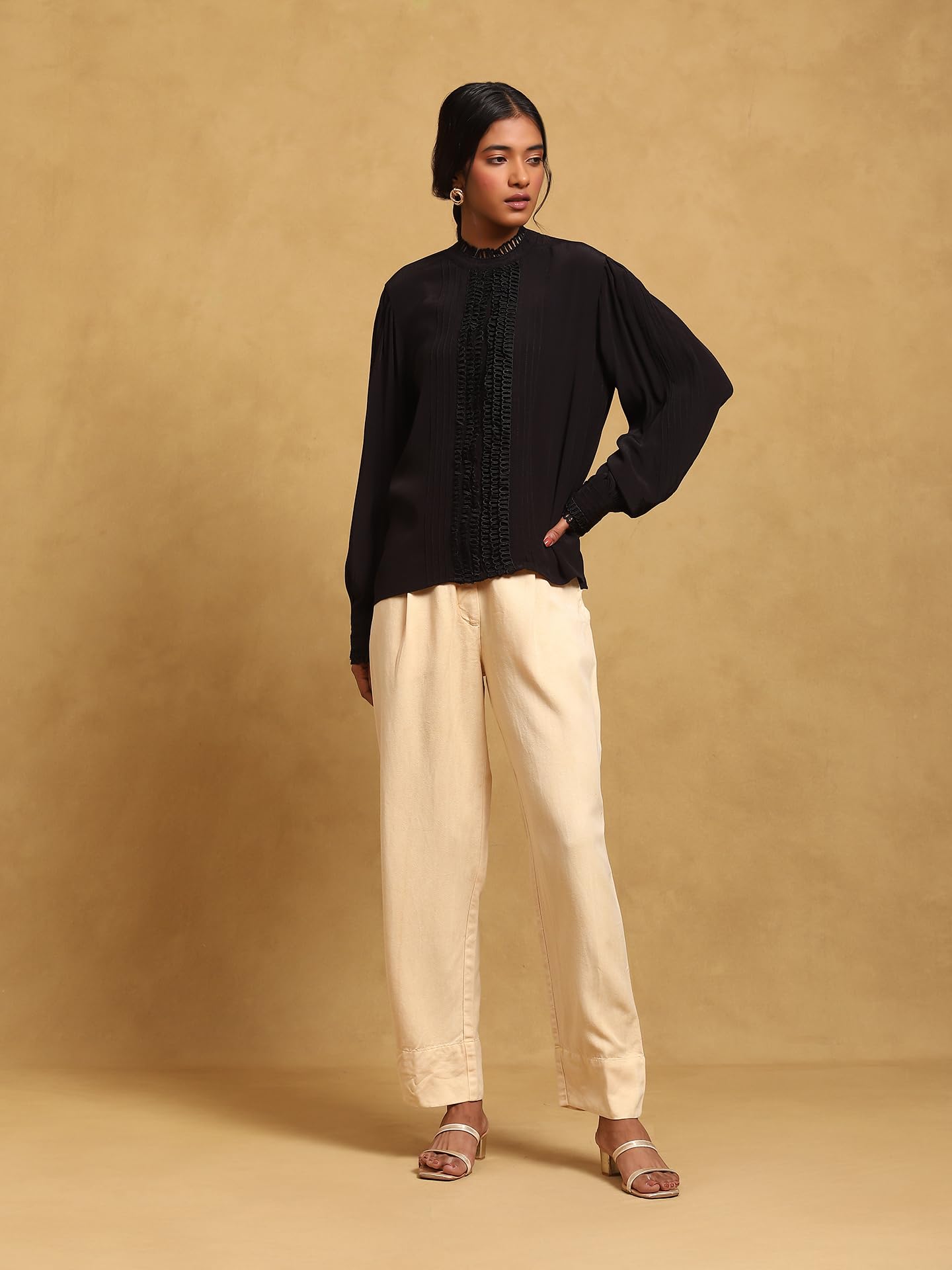 Ritu Kumar Black Full Sleeves Solid Shirt