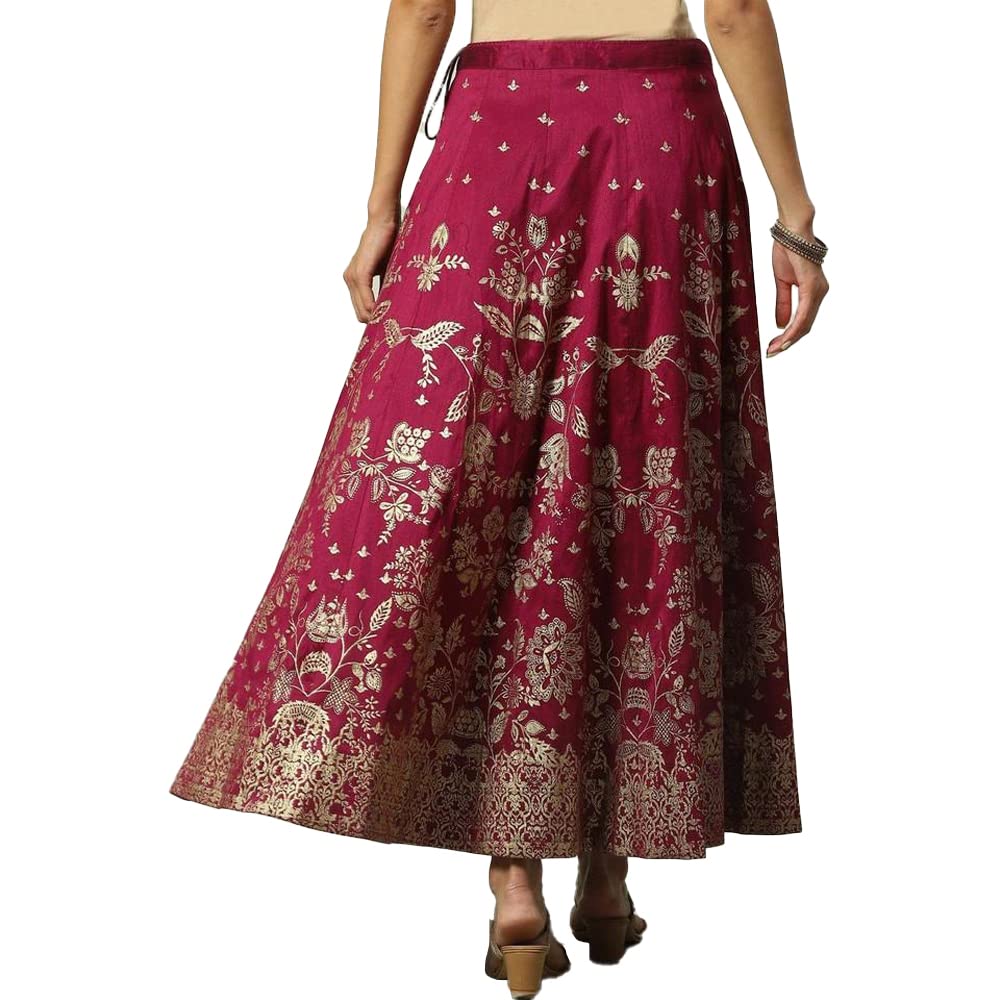 BIBA Women Printed Flared Mix and Match(SKIRTS/T18786_Plum_L)