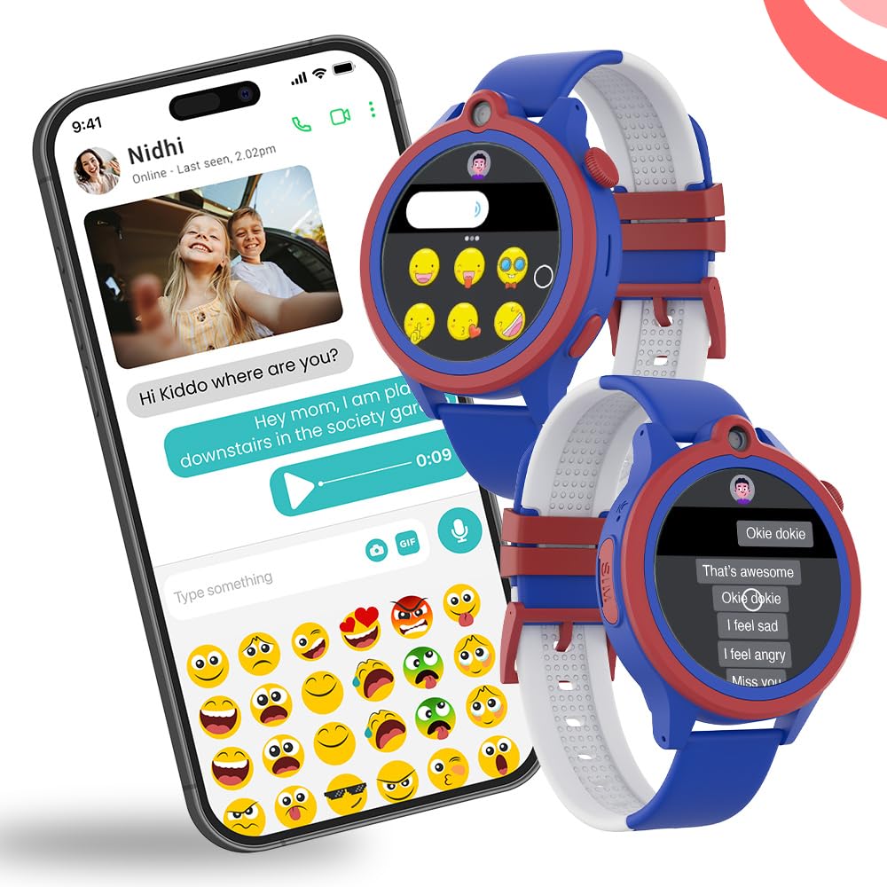 WatchOut Next-Gen+ Kids Smartwatch Phone with GPS, Fever Alert, Heart Rate, Video Call, SOS, Safe Zone, Class Lock, AirTag, Free SIM Card, Best Gift, Boys, Girls, Age 3-13, Shark Tank (Captain Blue)