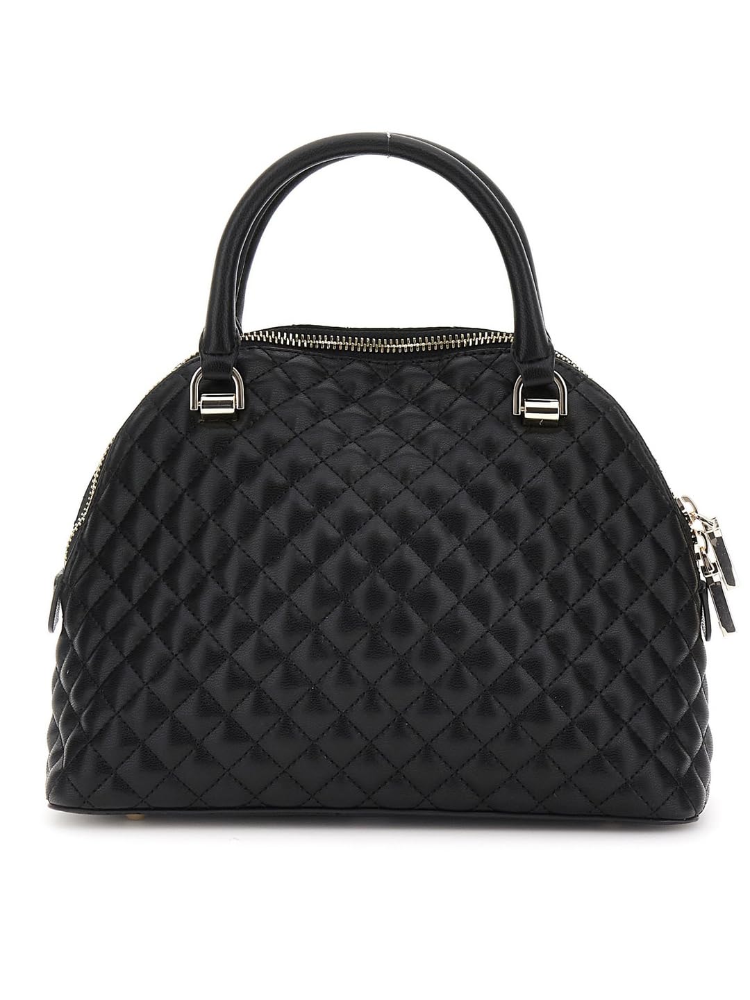 GUESS Black Quilted Everlee Dome Satchel Bag
