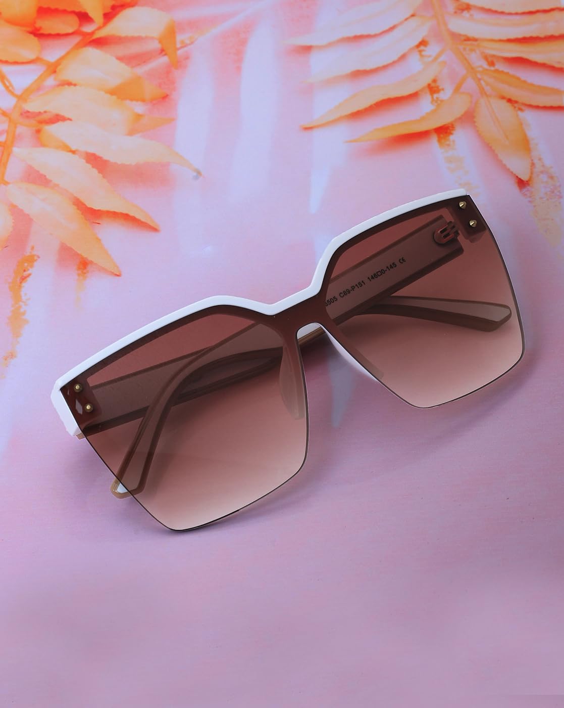 Carlton London Premium White with Brown Toned & UV Protected Lens Oversized Sunglass for women