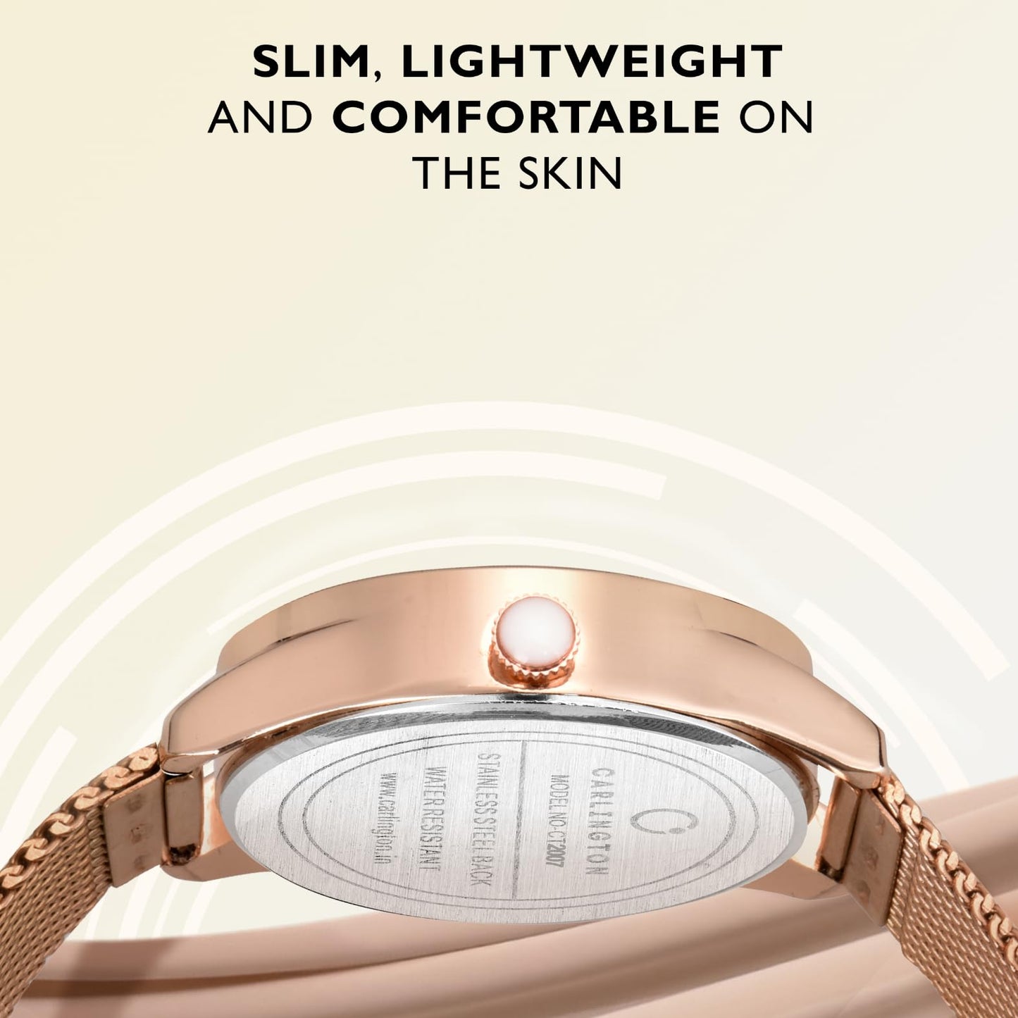 Carlington Womens Analog Ladies Wrist Watch With Mesh Strap - Ct 2007 Rose Gold
