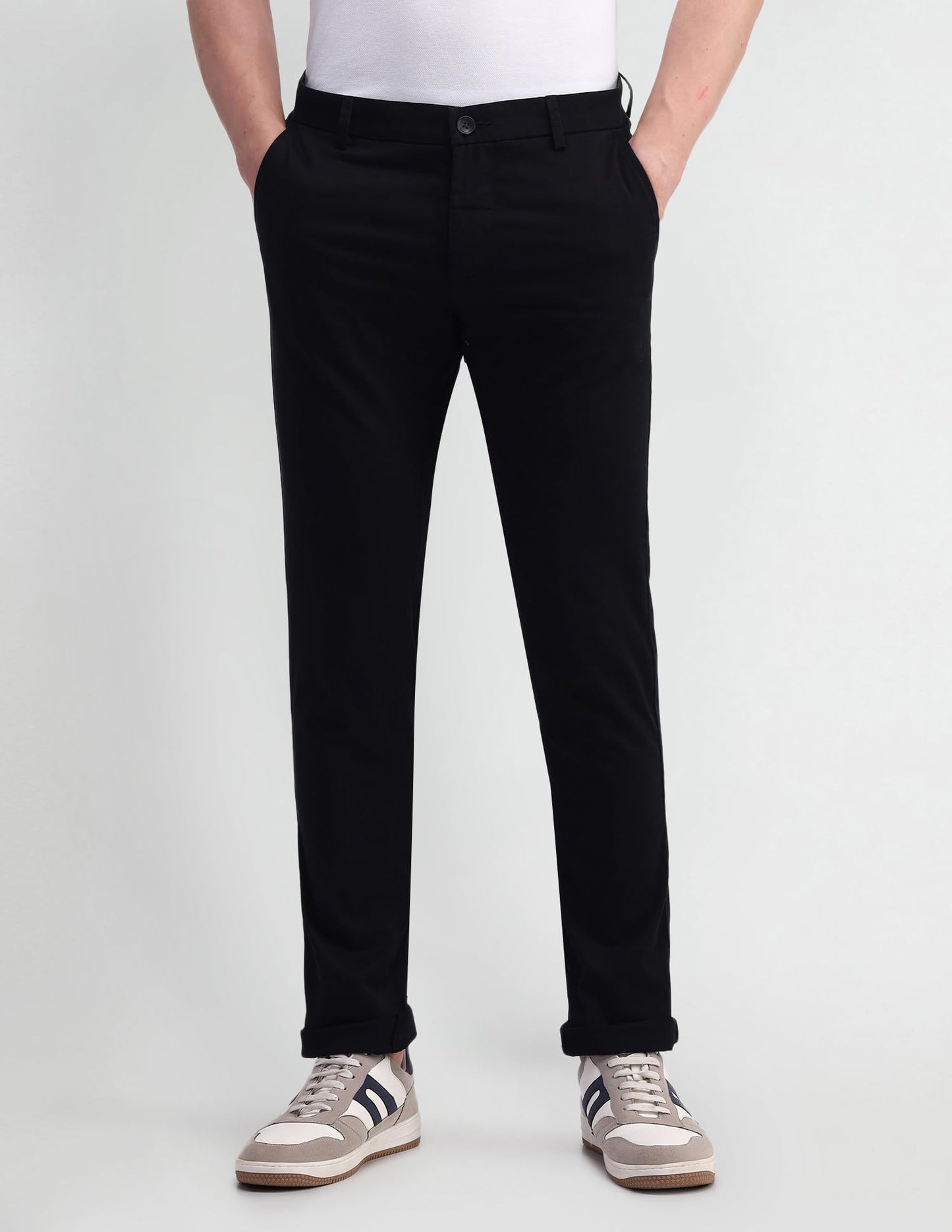 Arrow Men's Solid Slim Fit Acrylic Casual Trouser (ASCBTRO0002_Black_32)