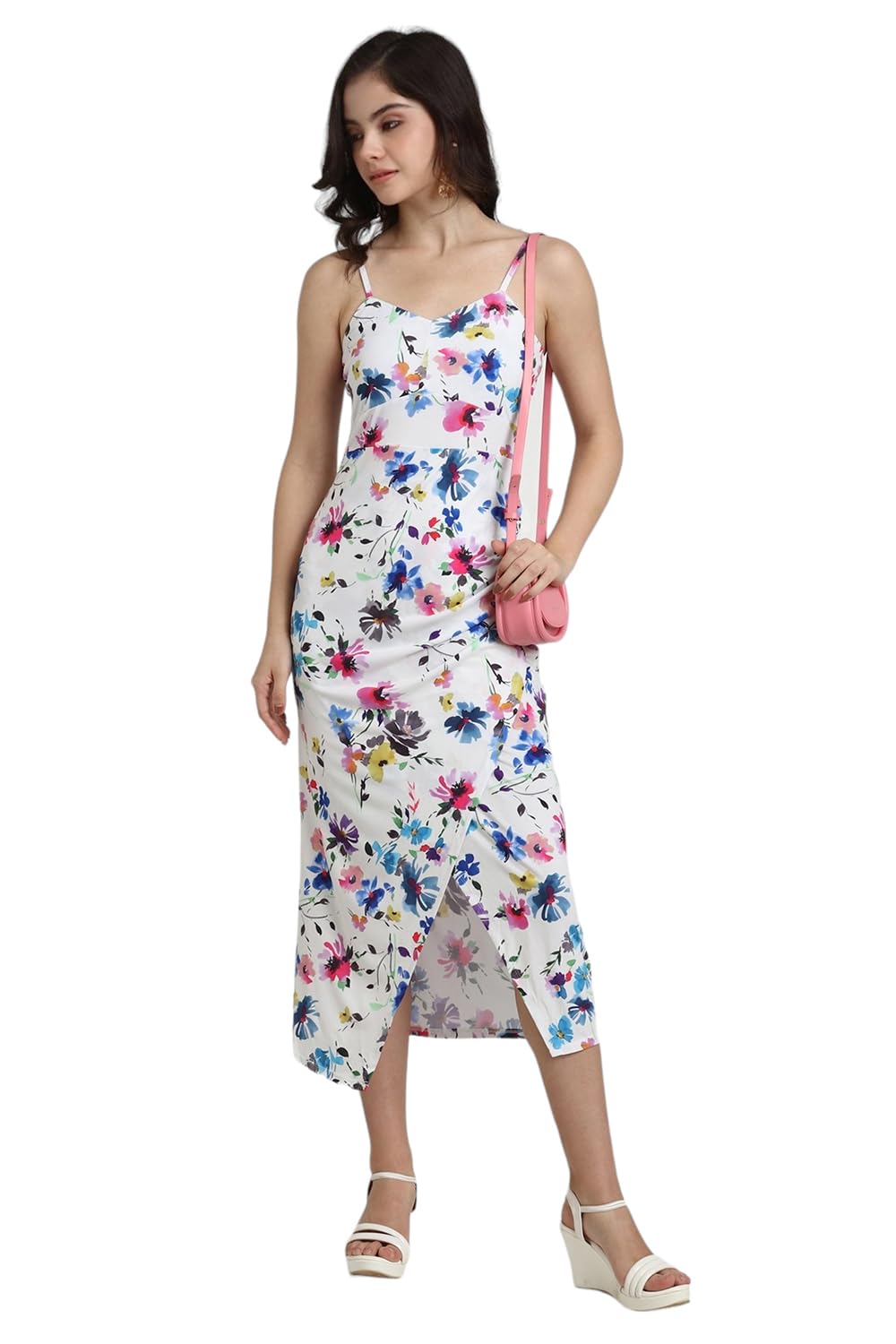 FOREVER 21 Women's Polyester Classic Maxi Dress (FWS24CDRF0142_White FOREVER 21 Women's Polyester Classic Maxi Dress (FWS24CDRF0142_White