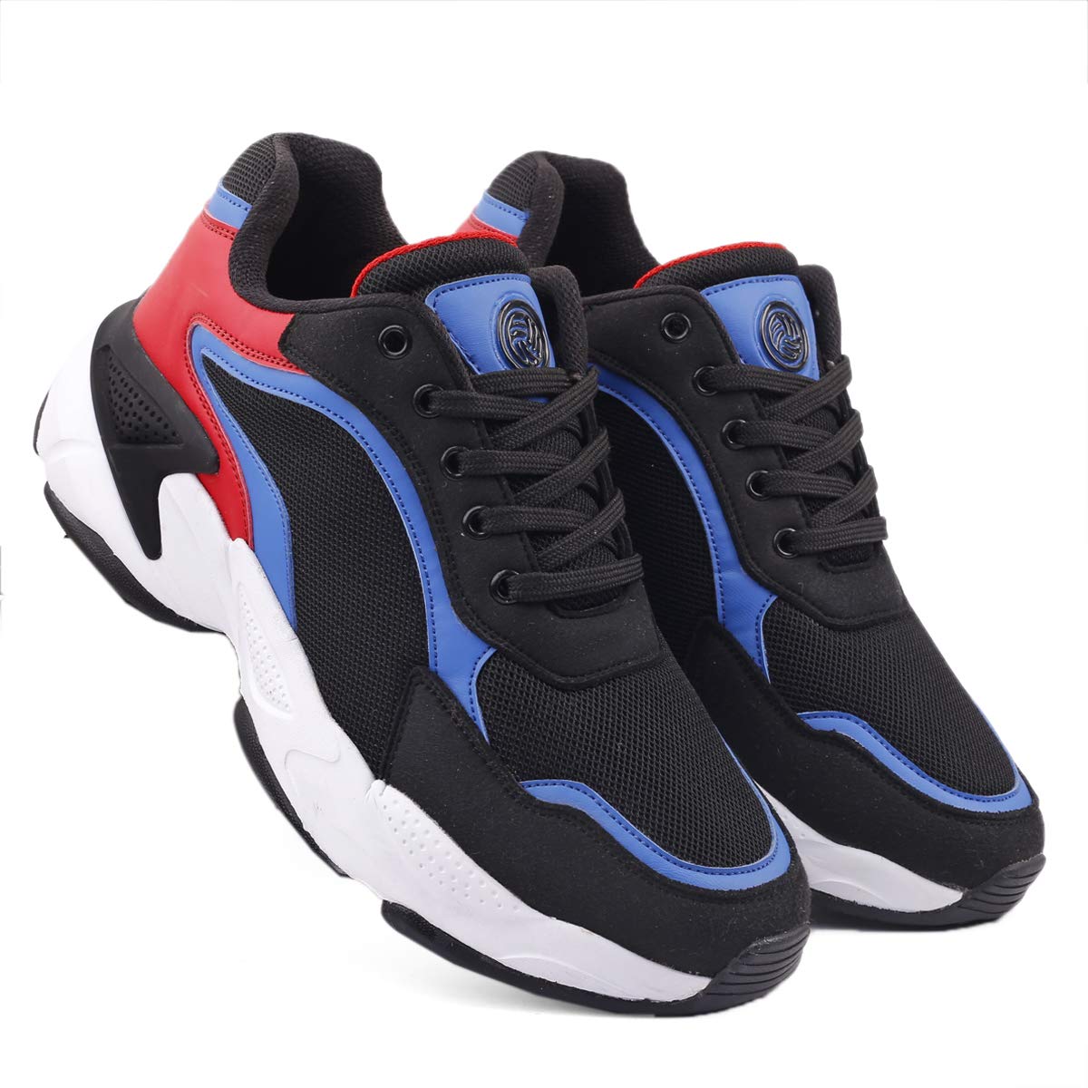 Bacca Bucci ® Men's Impact Running Shoes with Natural Rubber & Eva Sole and Breathable Upper for Cross Training, Heavy Weight Lifting - Black, Blue, UK7