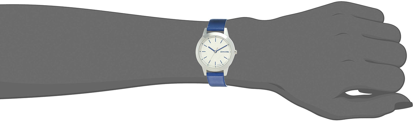 Sonata Splash White Dial Women Analog Watch With Leather Strap-NR87019SL15