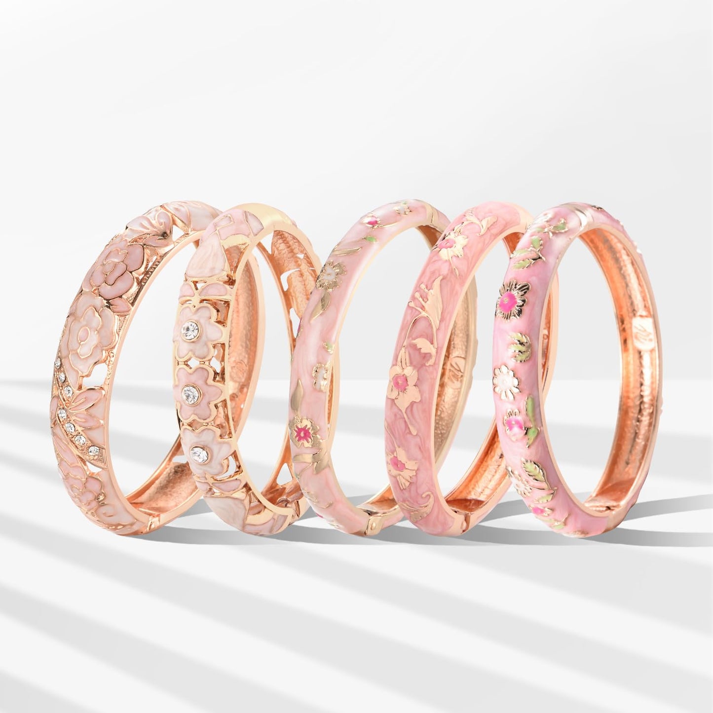 UJOY Enamel Pink Bracelet Bangle Set of 5 in Gift Box Fashion Accessories for Women Meenakari Bangle (Pink Set)
