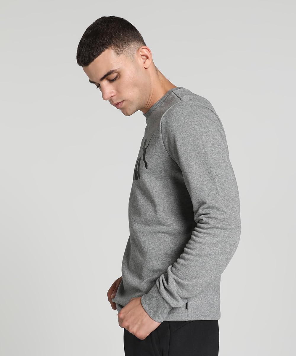 Puma Men's Cotton Crew Neck Sweatshirt (680590_Medium Gray Heather