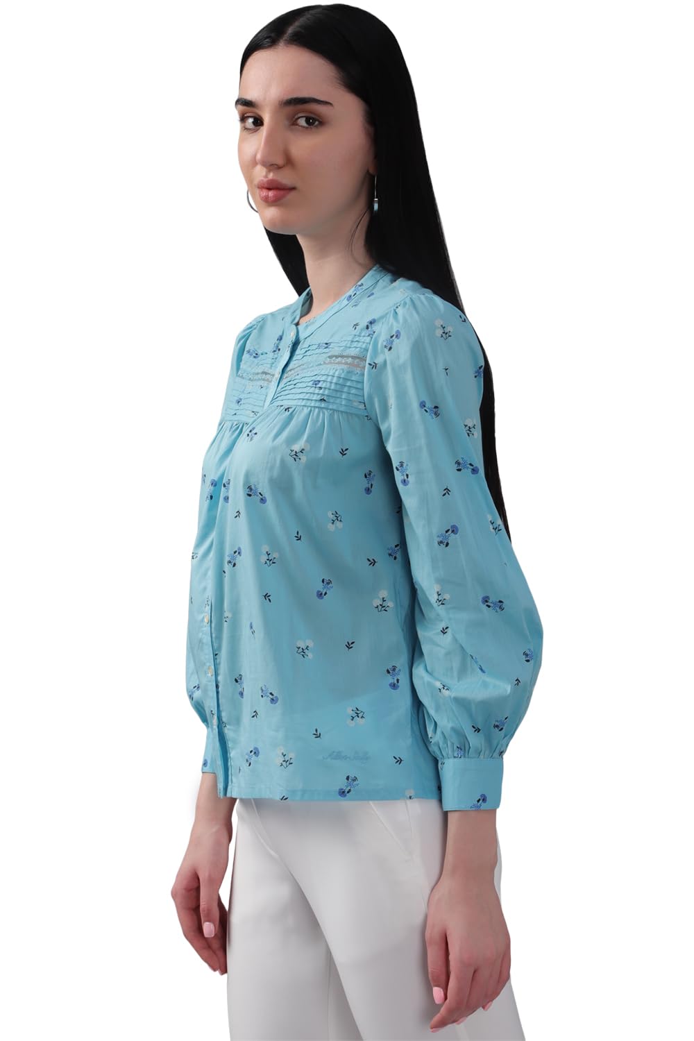 Allen Solly Women's Regular Fit Shirt (AHSFCRGBA20878_Blue