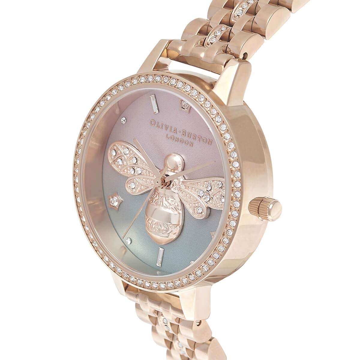 Olivia burton Sparkle Bee Analog Pink Dial Women's Watch-OB16GB04