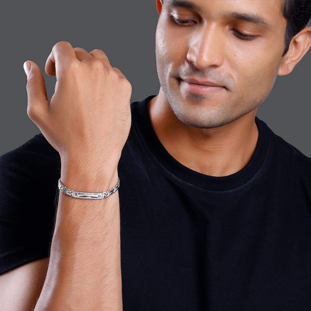 GIVA 925 Silver Majestic Verge Bracelet For Him, Adjustable |Gifts for Men & Boys | With Certificate of Authenticity and 925 Stamp | 6 Months Warranty