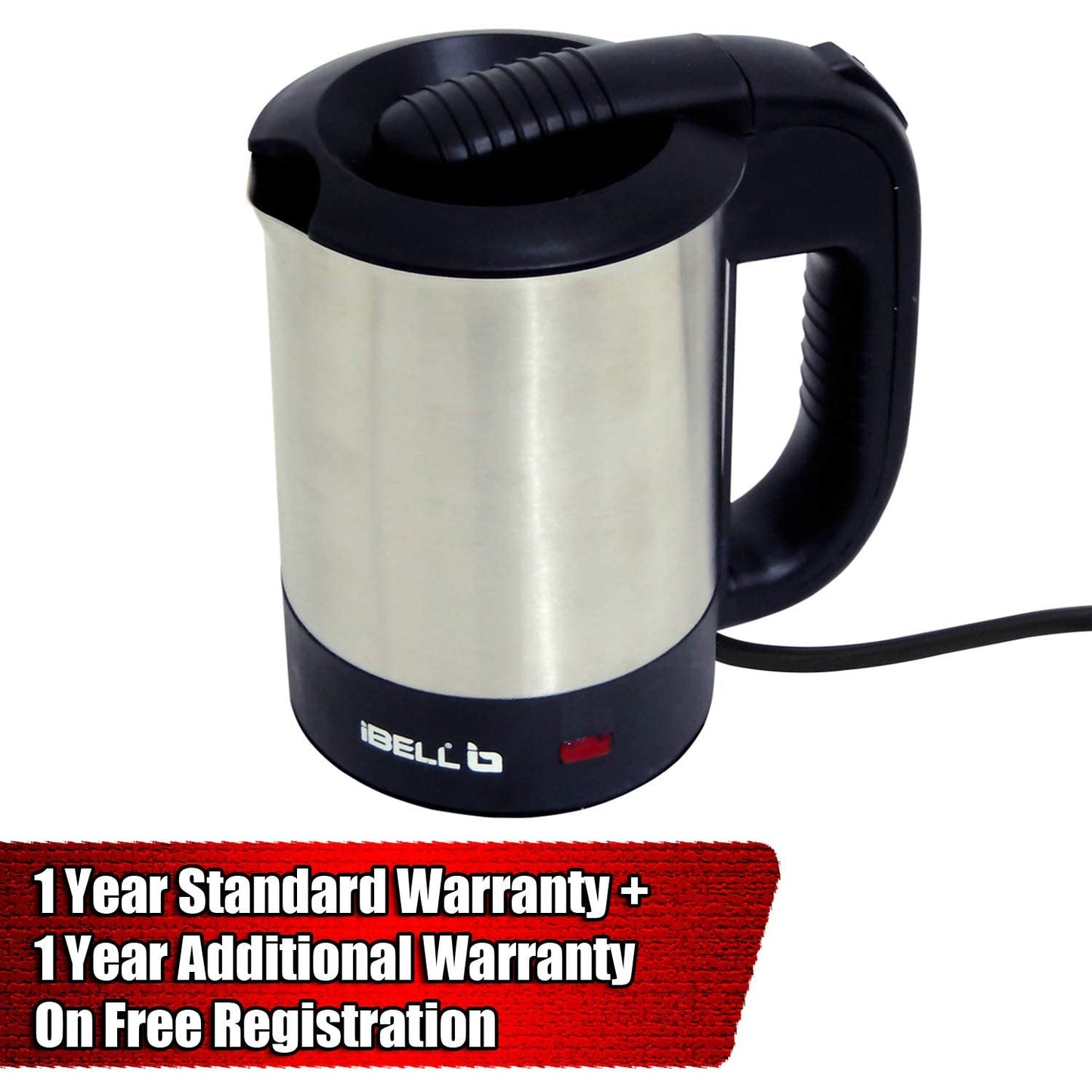 iBELL SEK105 Electric Kettle With Removable Lid, 0.5 Ltrs, 950W Highly Polished Stainless Steel (Silver)