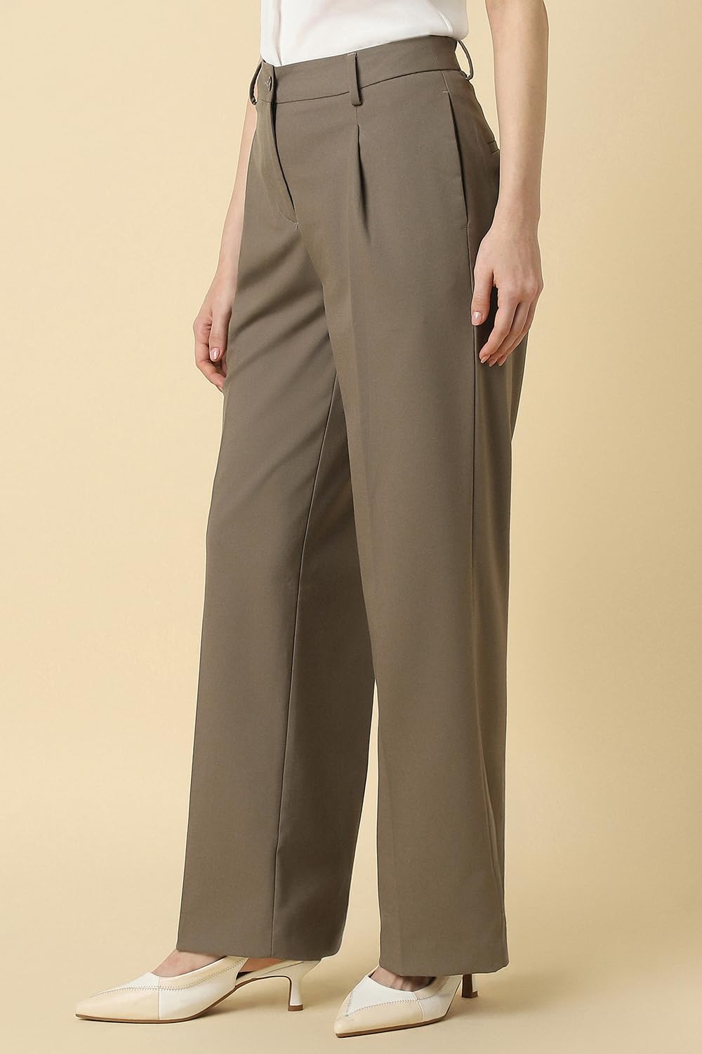 Allen Solly Women's Regular Casual Pants (AHTPWPZP982645_Brown