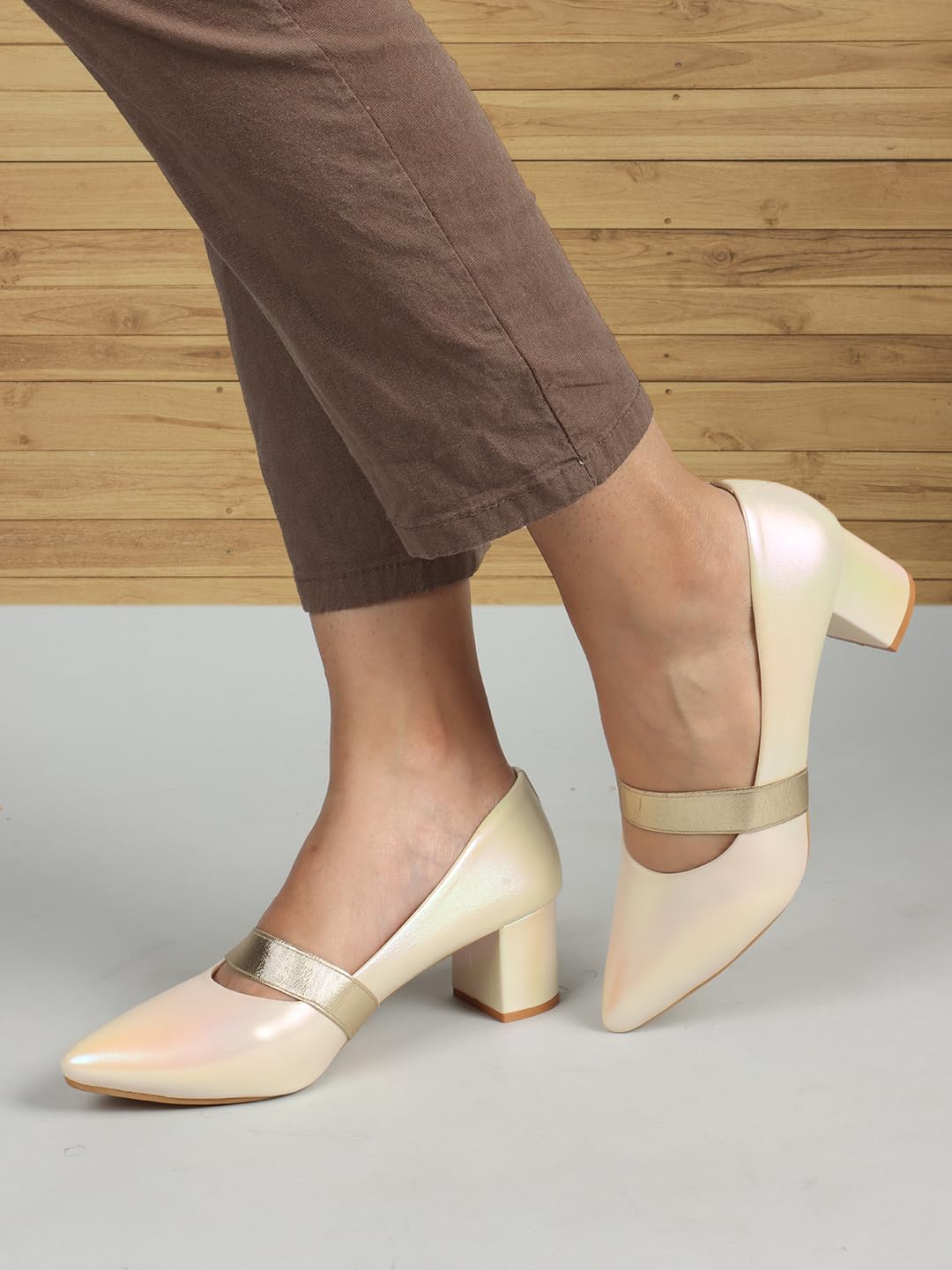 ELLE Women Shoes, Gold, UK-5