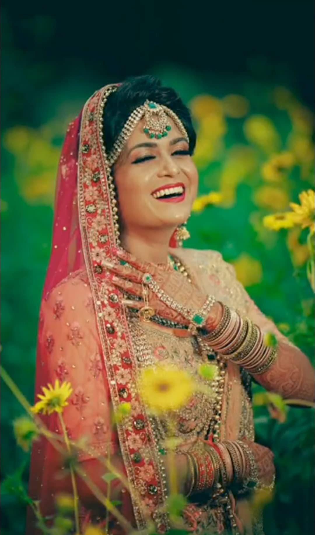 Navti Creations Women's Heavy Net Dupatta With Peach Colored Embroidery Border (Full Stone Work, 2.25m) (Red)