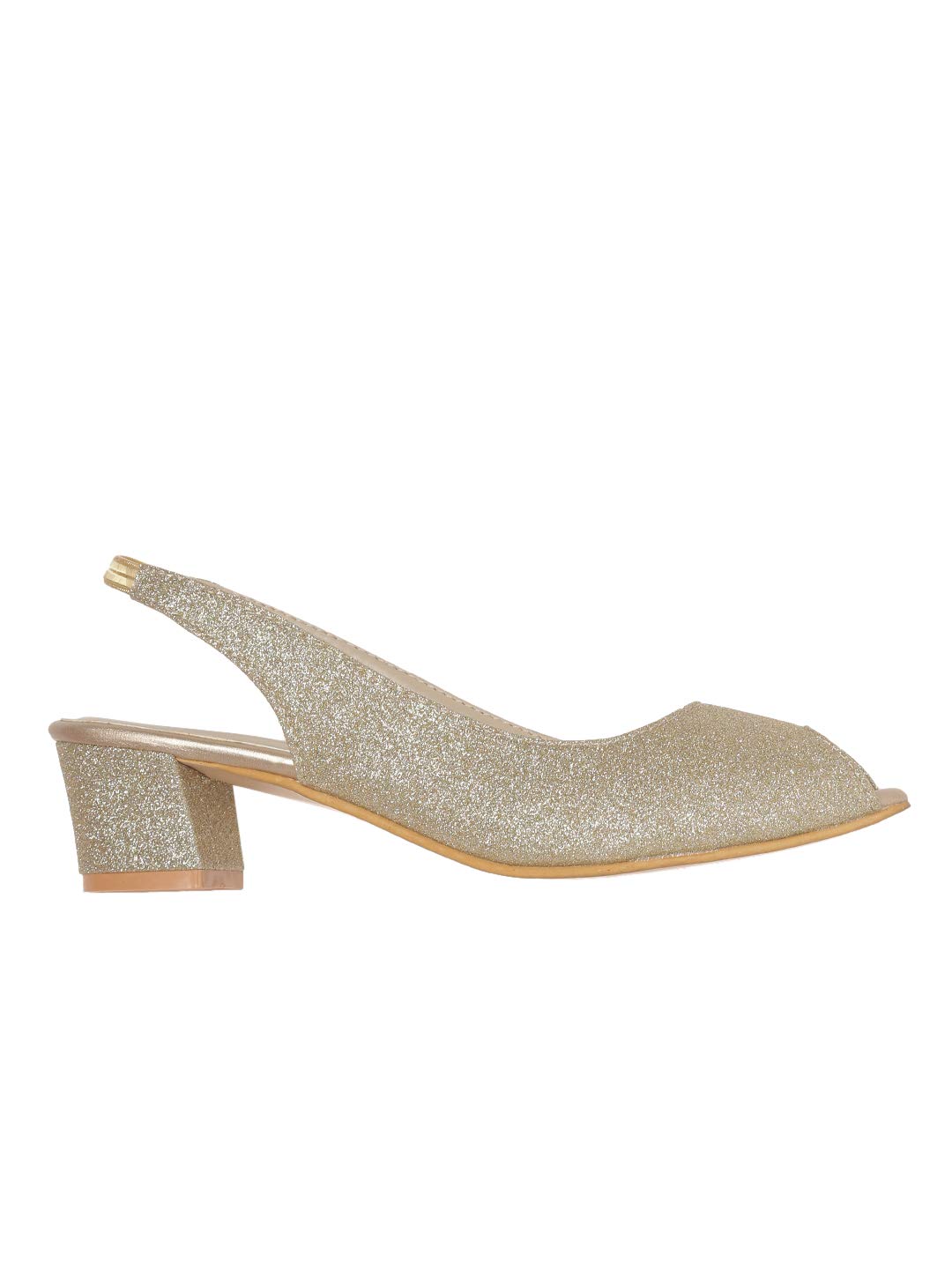 Marc Loire Women's Golden Peep Toe Block Heels Fashion Sandals, 5 UK