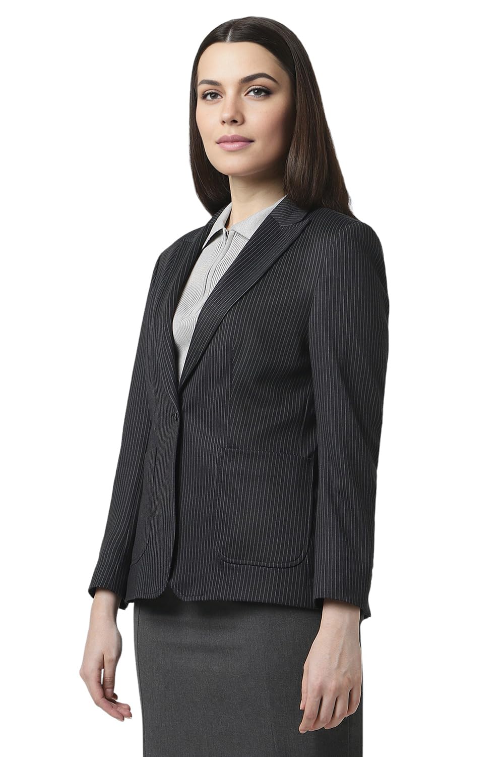 Van Heusen Women's Blazer (VWBZFRGFX45002_Black_M
