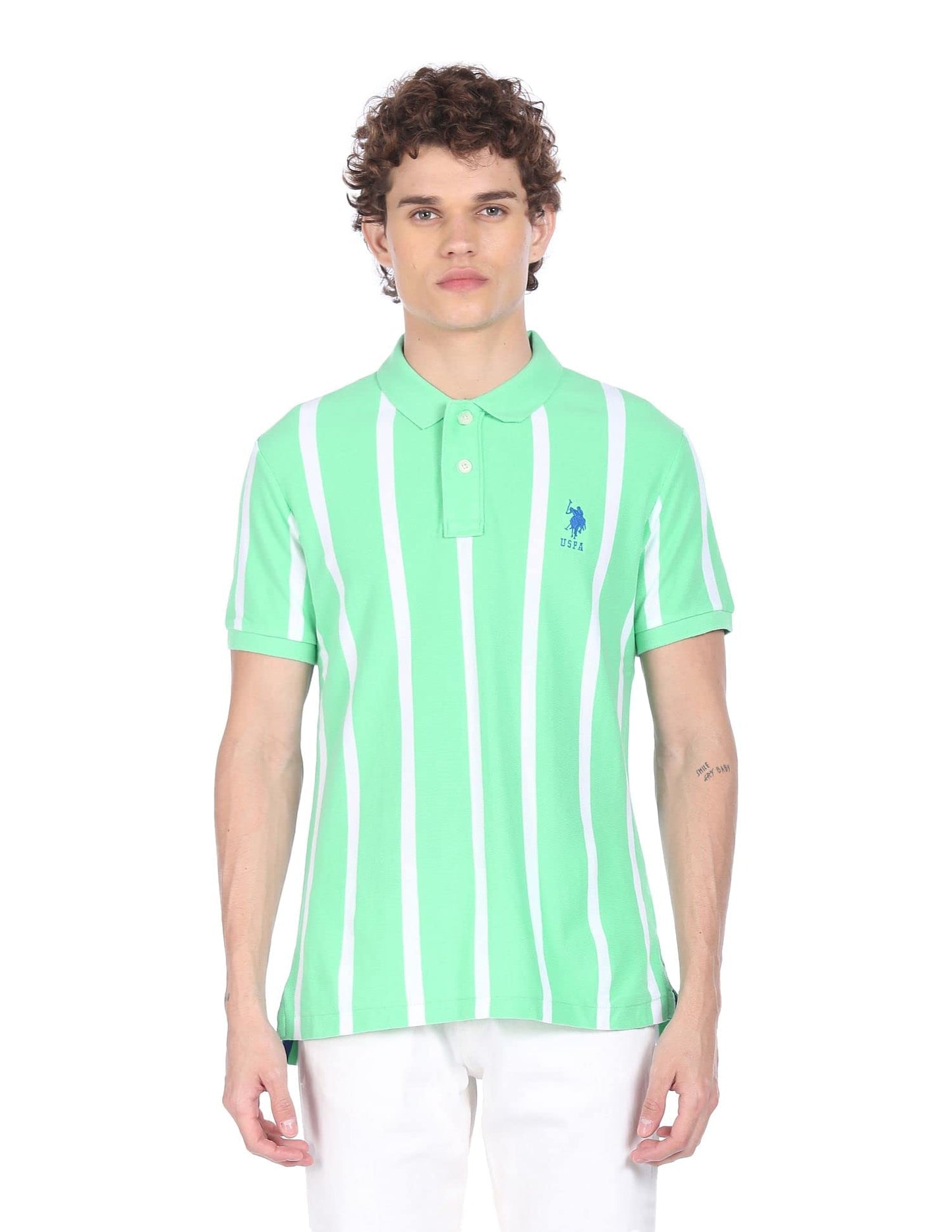 U.S. POLO ASSN. Men's Slim T-Shirt (USTSH0755_LT. Green S)